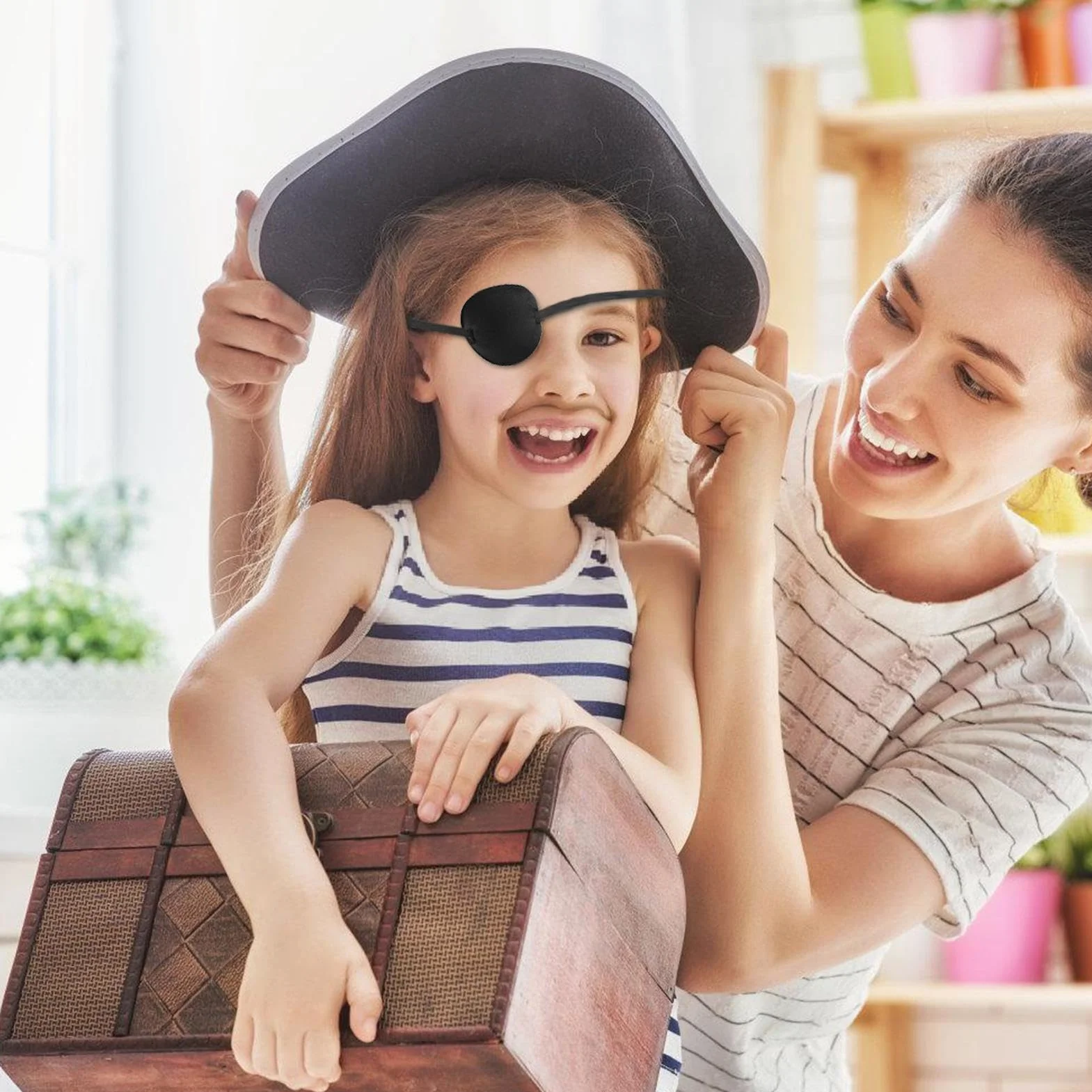 Bende per occhi da pirata sinistra e destra riutilizzabili regolabili morbide per adulti bambini