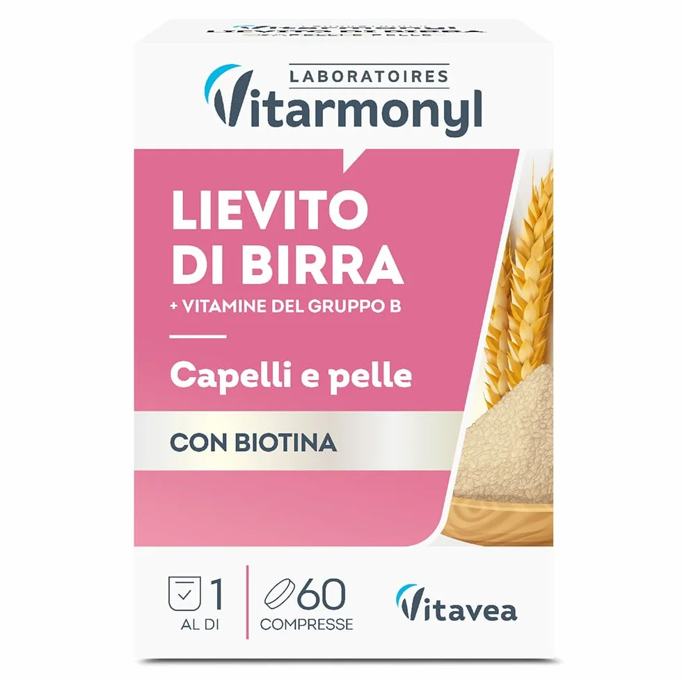 Vitarmonyl Lievito di Birra 60 Compresse per Capelli e Pelle con Biotina e Vitamine B1, B2, B3, B6, B9, B12