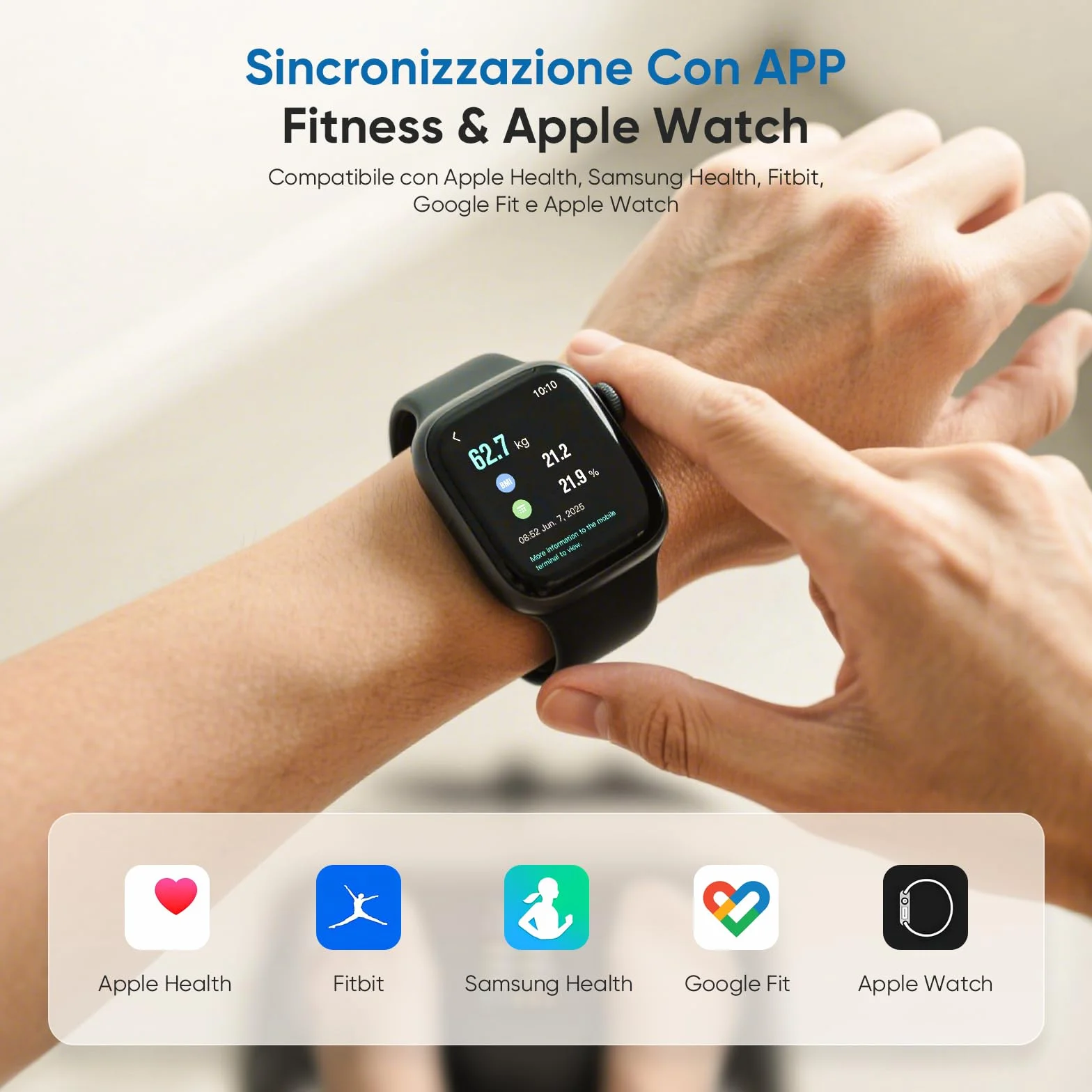 Bilancia Impedenziometrica 8 Elettrodi, Pesapersone Digitale con Display VA, 28 Metriche, Analisi Corporea BIA Doppia Frequenza, 180kg