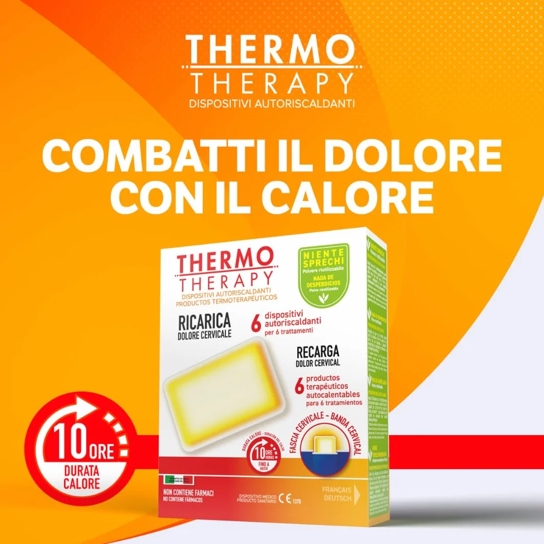Thermo Therapy Ricarica Fascia Ricaricabile per Dolori Cervicali, 10 Ore Calore, 6 Dispositivi Autoriscaldanti