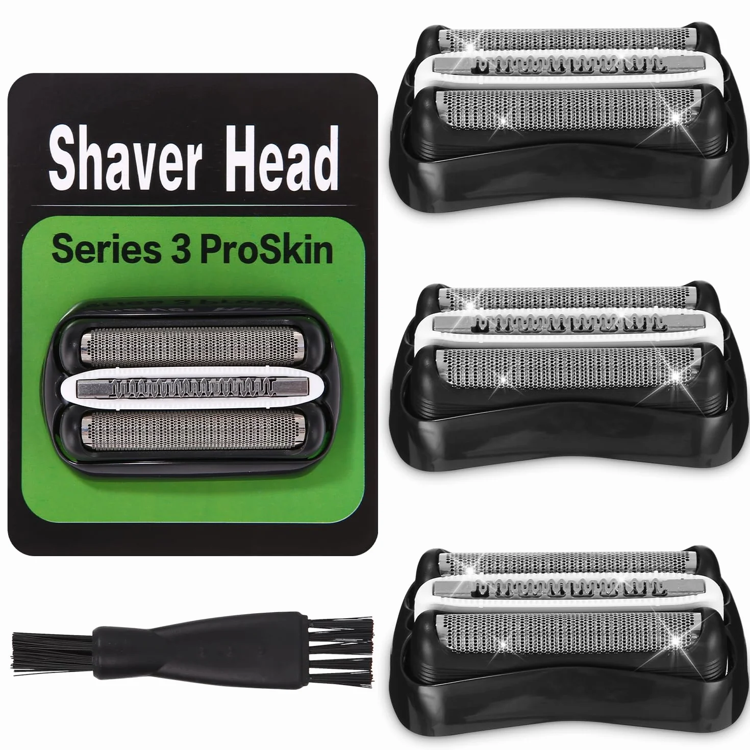3 Testine per Rasoio Compatibile con Braun Serie 3, 32B, per S3 3040S, 3000S, 310S, 300S e Altri, Ricambio Testina Compatibile con Rasoio Braun Serie 3, Accessori di Qualità per Una Rasatura Perfetta