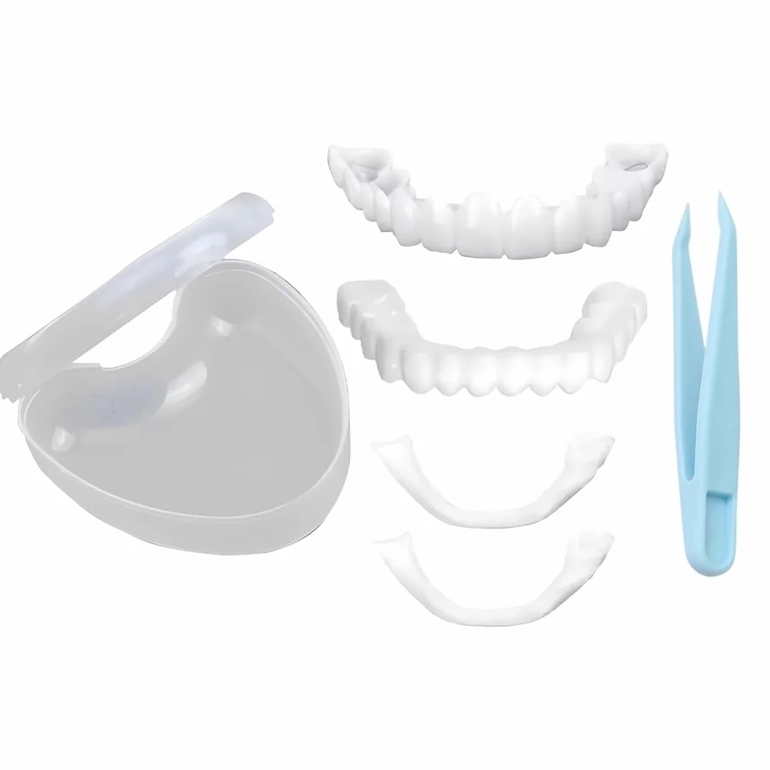 Faccette Denti 2 Coppie, Sistema Adesivo Sicuro, Protesi Dentarie Temporanee