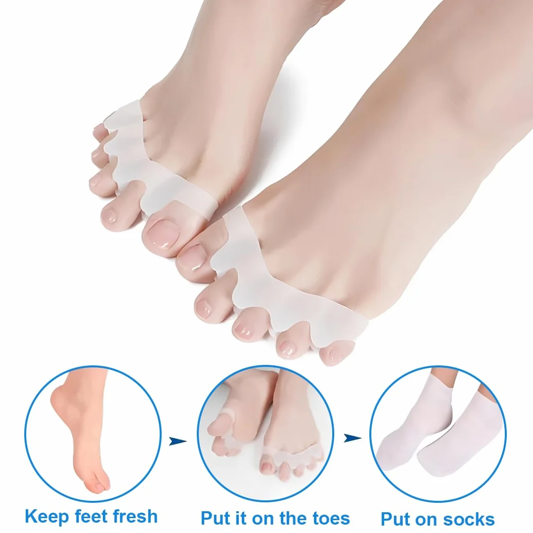 Separatori per Dita dei Piedi in Silicone per Alluce Valgo con Fascia Correttiva, Sollievo dal Dolore