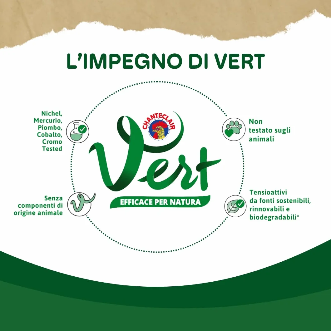 Vert - Ecodetergente Piatti - Fragranza Limone e Basilico, 100% Origine Naturale, Funzione Extra Sgrassante e Risciacquo Facile, Ipoallergenico, Adatto anche a Pelli Sensibili - Flacone da 1000ml