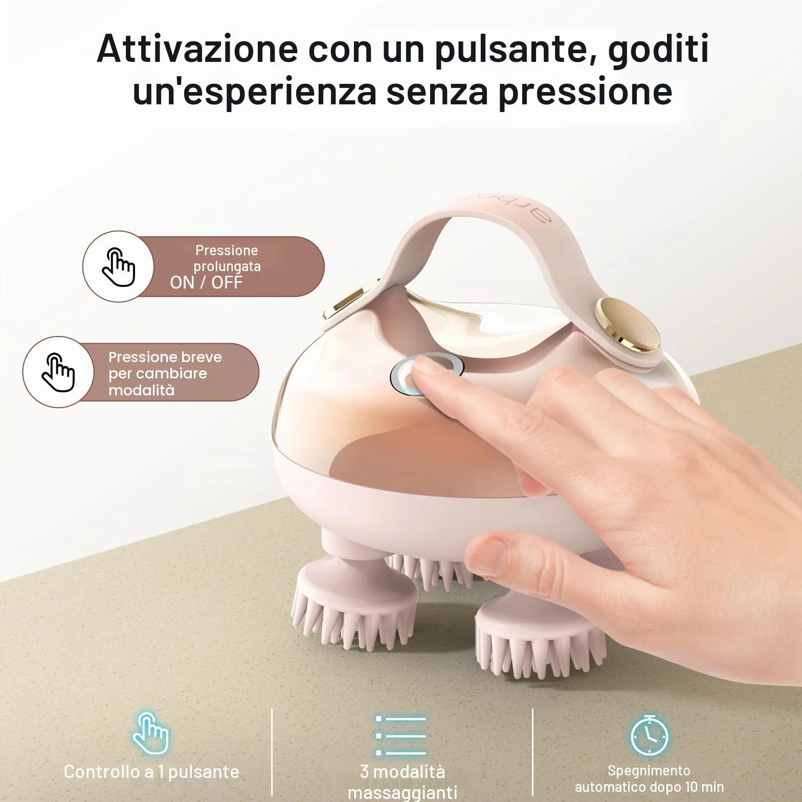 arboleaf Massaggiatore Cuoio Capelluto e Corpo Elettrico Massaggiatore Testa Ricaricabile Impermeabile IPX7 con 8 Teste di Massaggio in Silicone Per il Rilassamento del Corpo, Regalo, Rosa