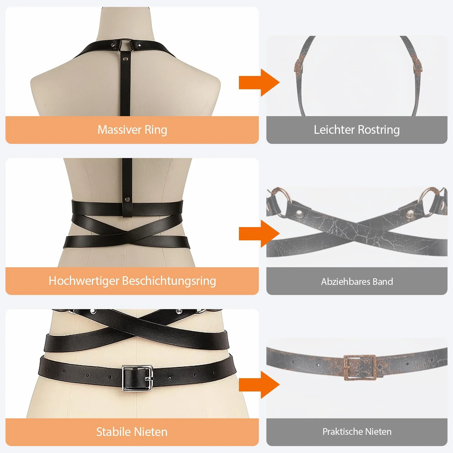Harness da donna in pelle gotico accessorio cosplay abiti da sera