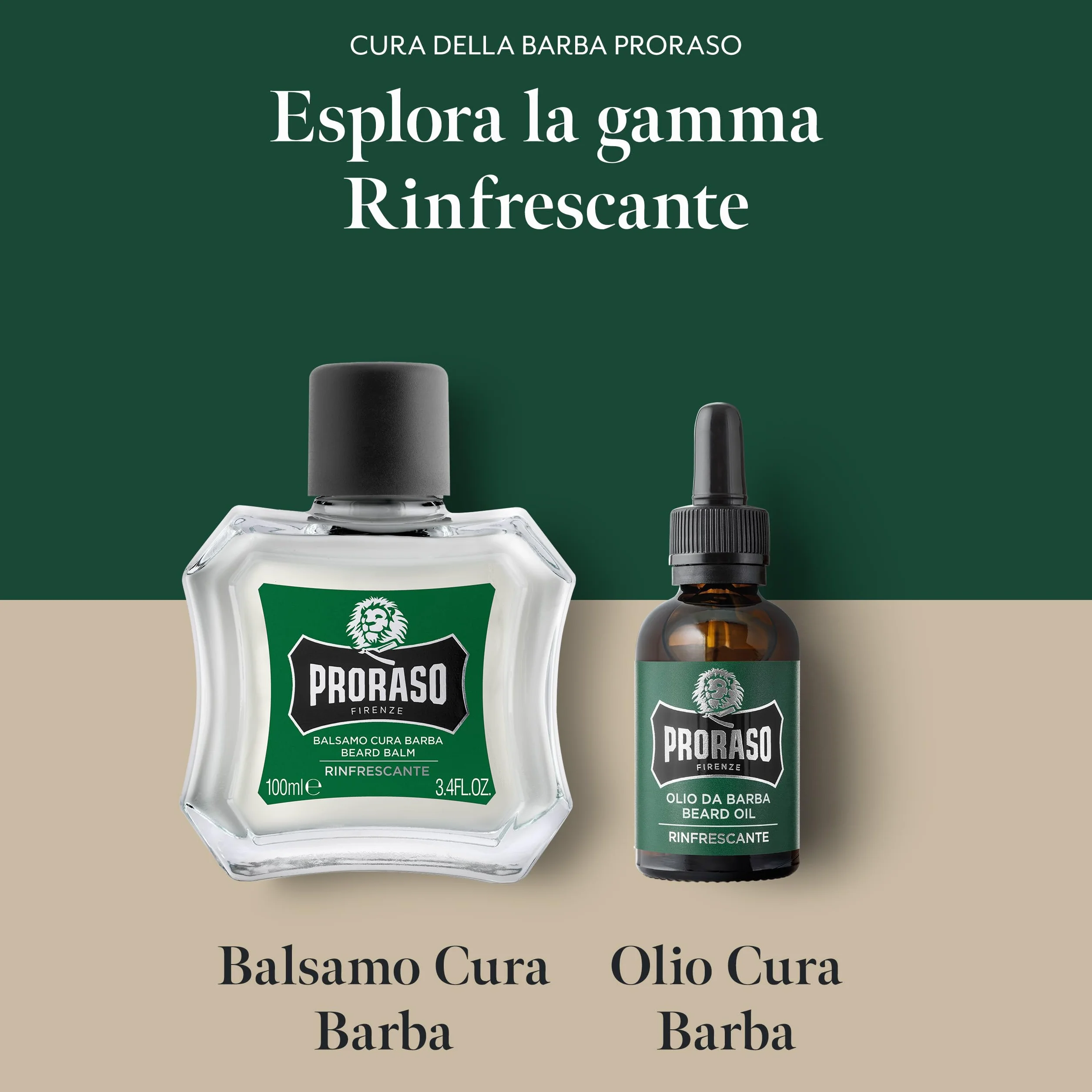 Proraso Balsamo Cura Barba Rinfrescante, 100ml, Balsamo barba uomo per nutrire e ammorbidire la pelle ottenendo immediato sollievo, Made in Italy