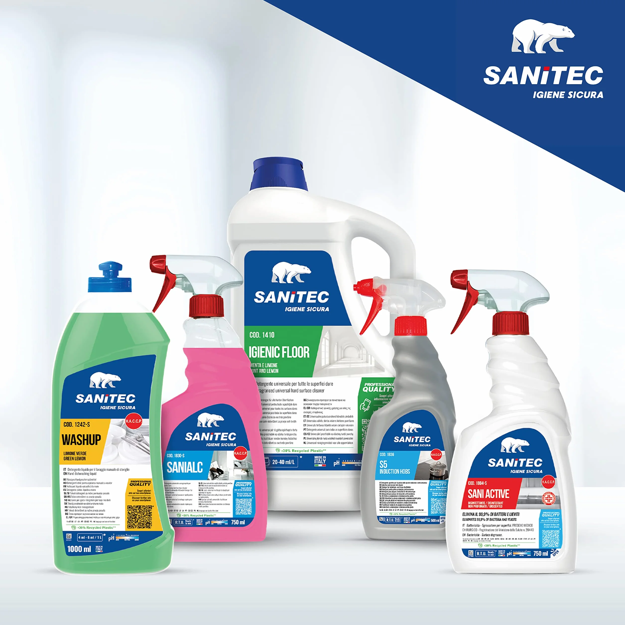 SANITEC Sani Active Spray Disinfettante Sgrassante Universale 750 ml 6 Confezioni