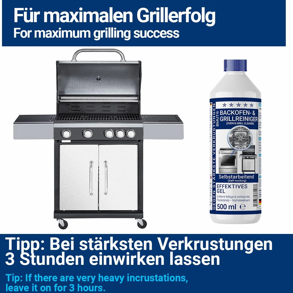 Detergente per forno extra forte 1000ml gel pasta con pennello autopulente 2x500ml