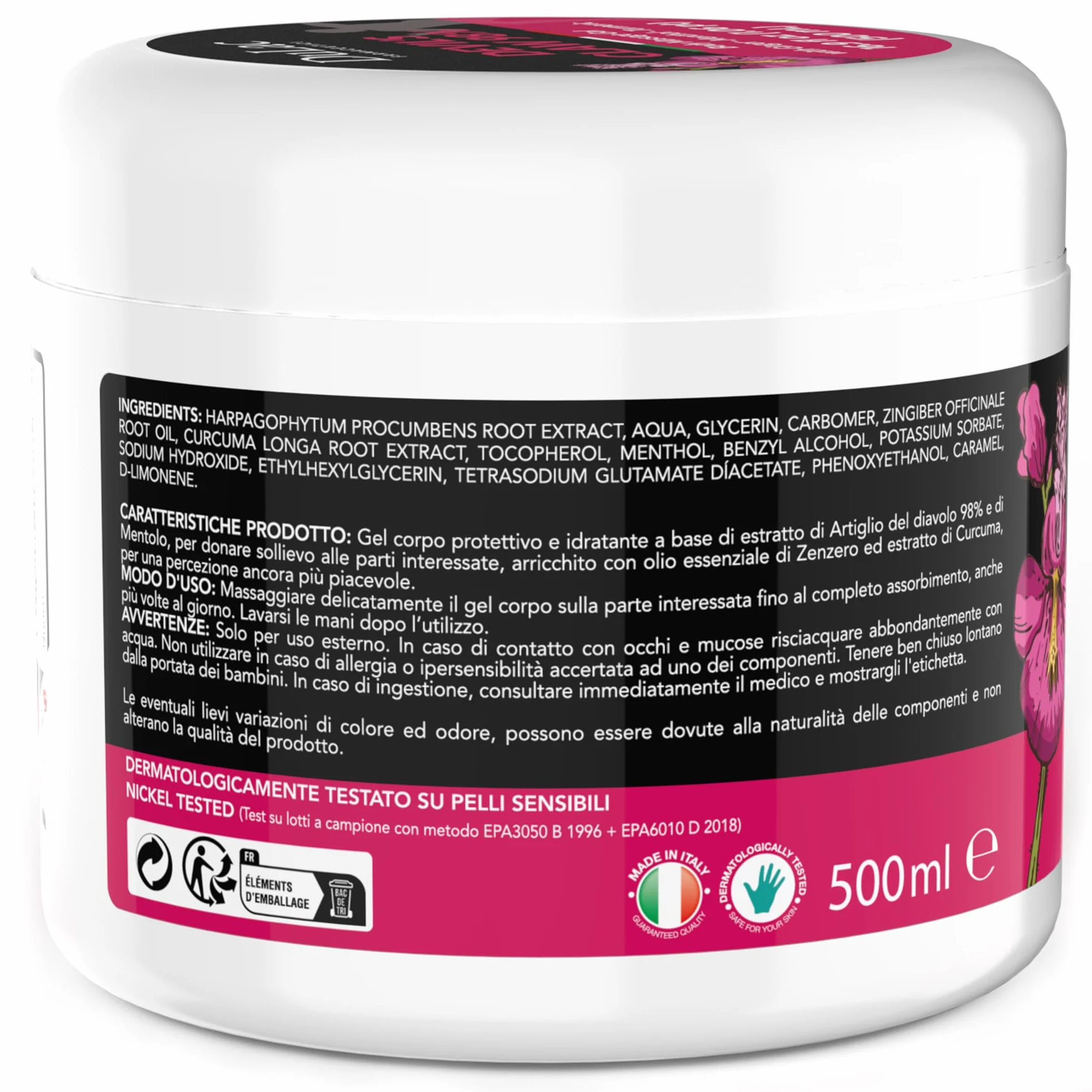 Dulac Artiglio del Diavolo 98% 500 ml Gel per Massaggio Muscolare Effetto Rinfrescante con Zenzero e Mentolo