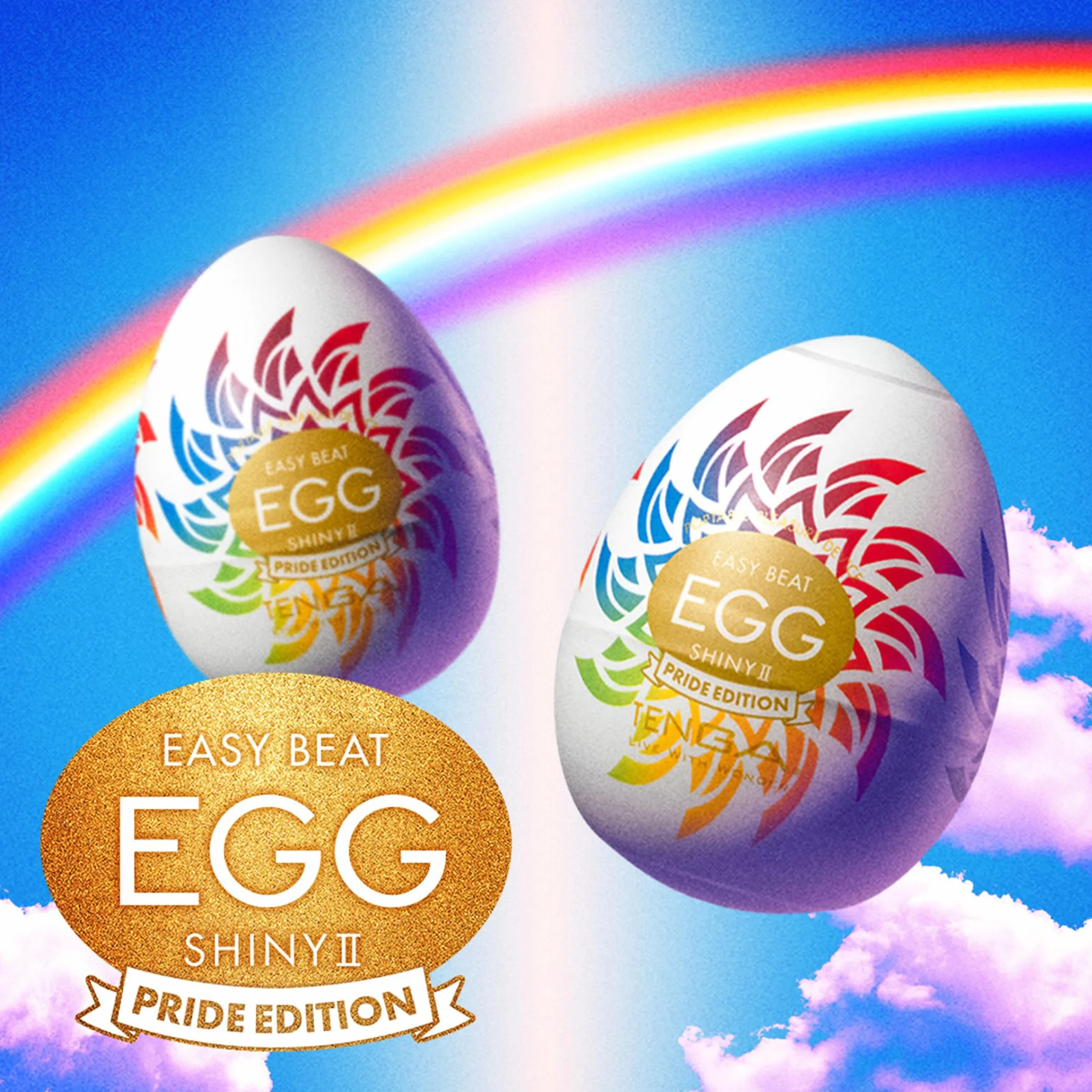 TENGA Egg Pride Hard Disposable, One Time Use, Super Stretchable Male Masturbator Sleeve, Shiny II Pride Edition