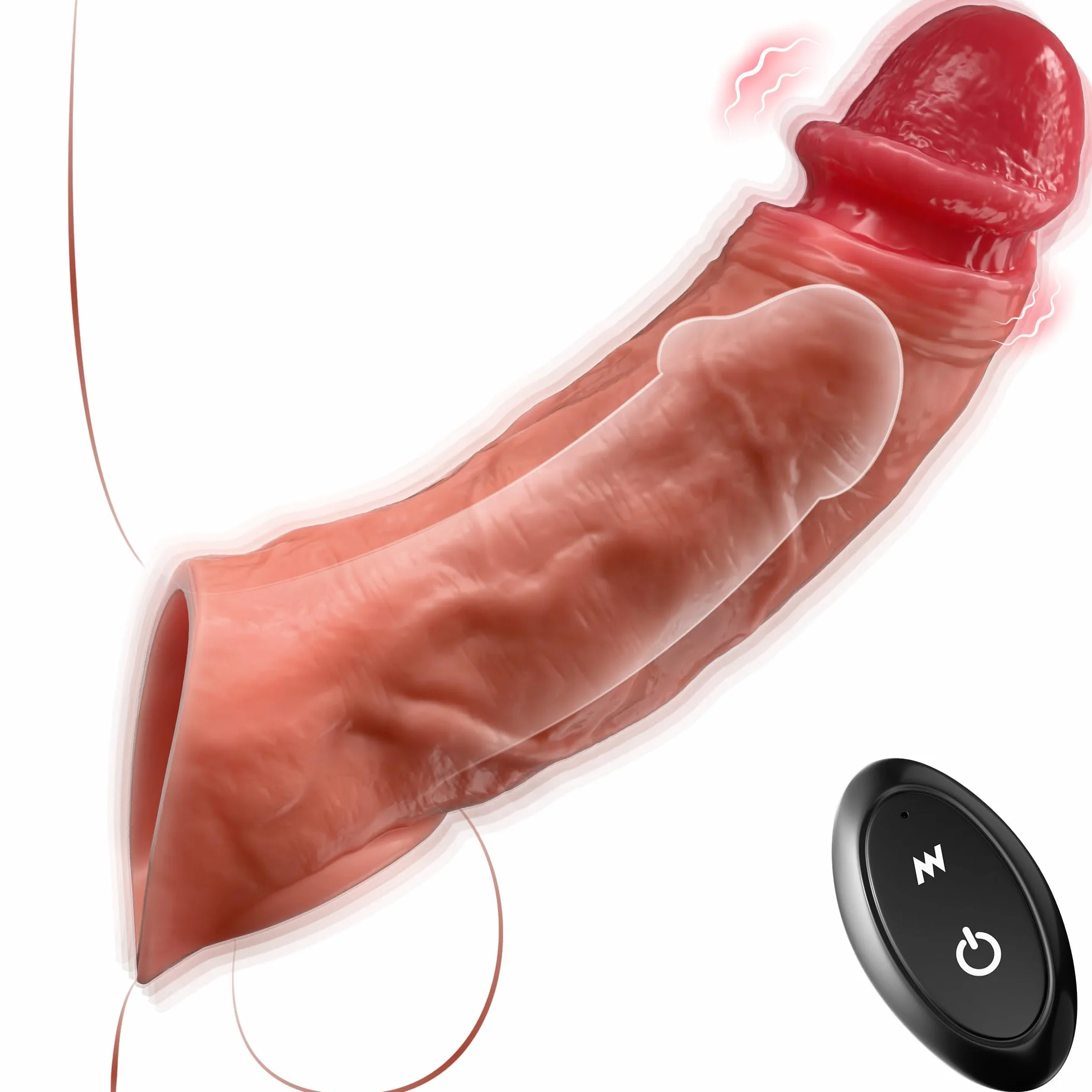 Guaina Pene con Anelli Vibratore Sex Toys per Stimolare Clitoride Donna Prolunghe Ingrandimento Pene Ritarda Eiaculazione Erezione Riutilizzabile