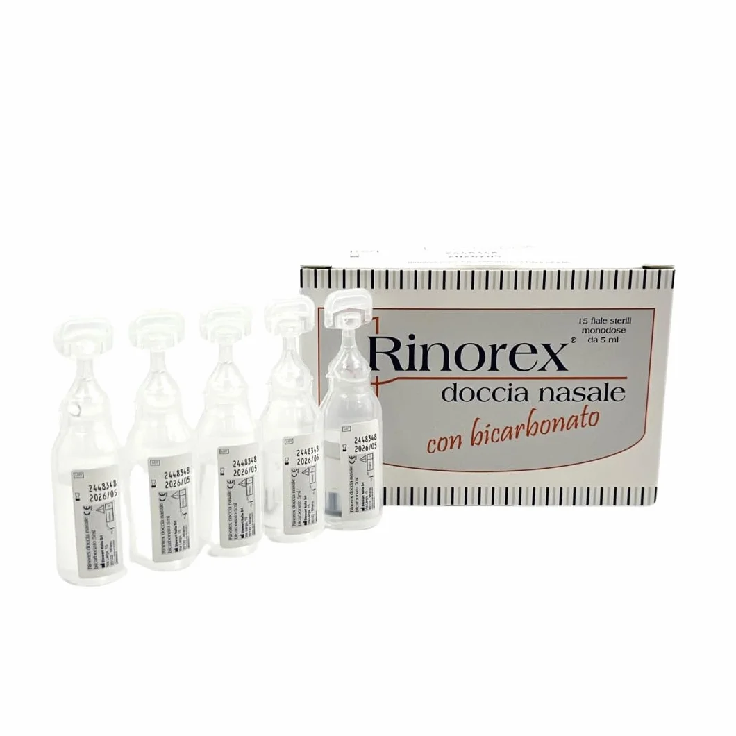 RINOREX DOCCIA BICARBONATO 15FX5ML, Soluzione Salina Ipertonica Al 3% Doccia Nasale Micronizzata