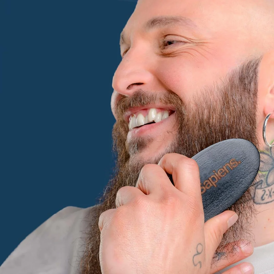 Sapiens Spazzola Barba Uomo in Setole di Cinghiale - Beard Brush per Pettinare e Disciplinare