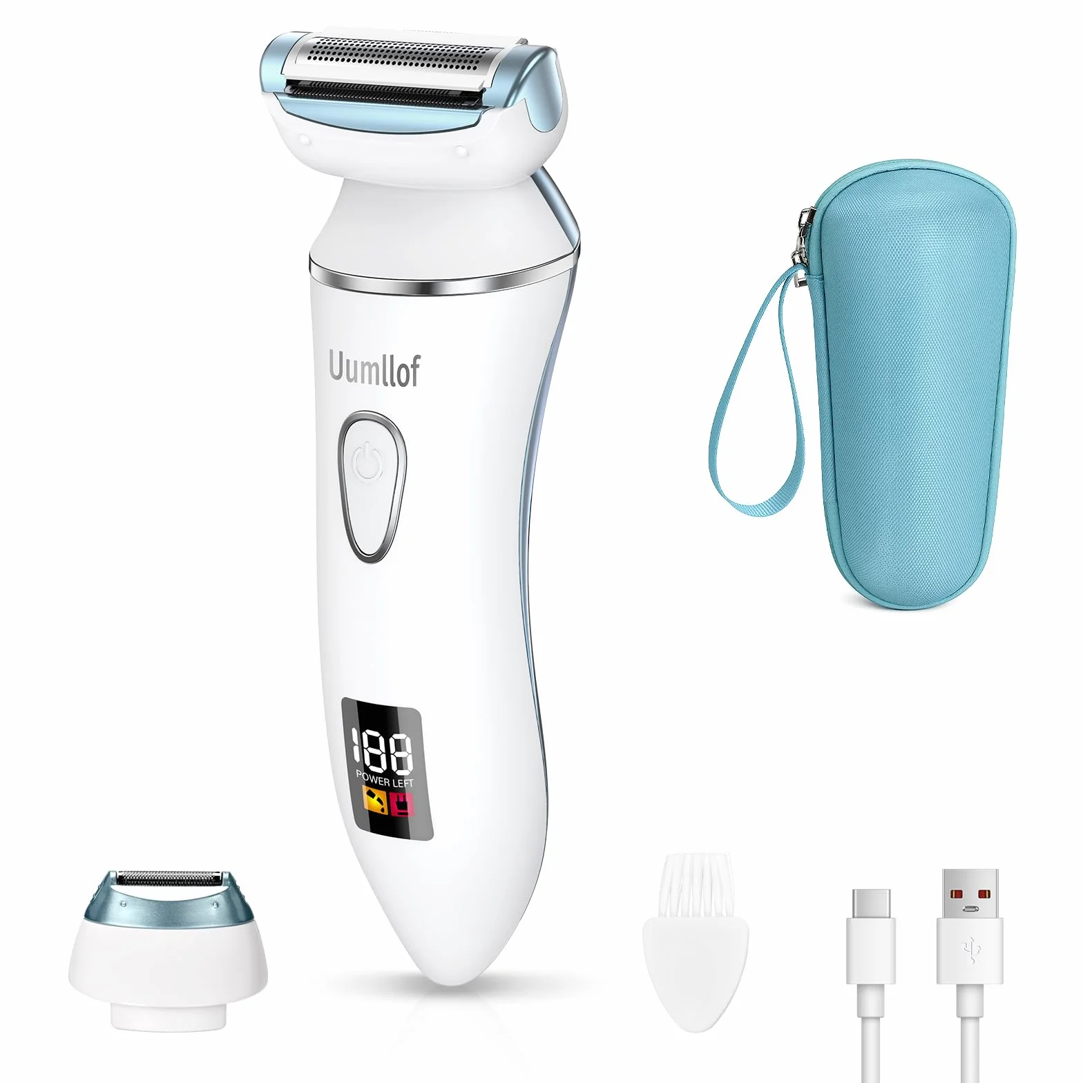 Rasoio Elettrico Donna 2 in 1, Rasoio Intimo Donna e Trimmer Bikini IPX7 Impermeabile, Trimmer Intima con Display LED per Gambe, Ascelle e Zona Intima con Custodia da Viaggio