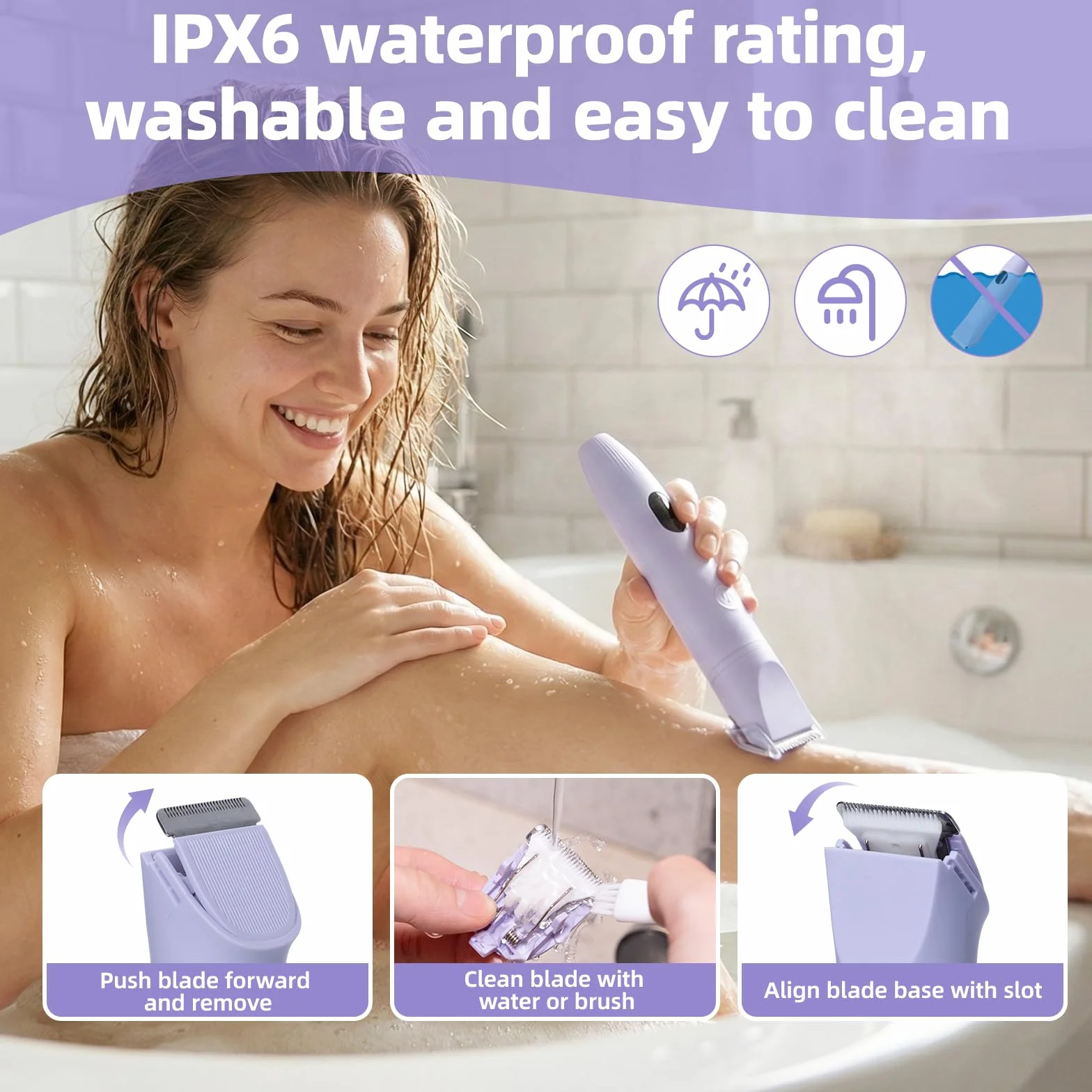 Rasoio Elettrico Donna 3 in 1 Impermeabile IPX6 Depilatore Display LCD