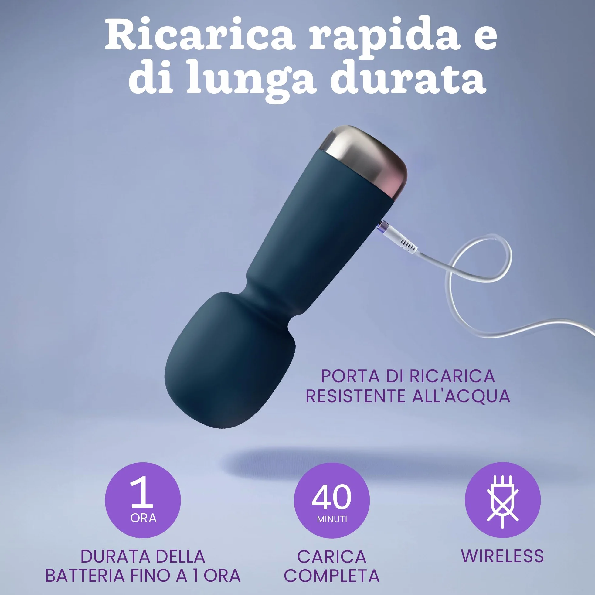 Mini vibratore di Oliver James – Wand vibratore ricaricabile in silicone con 5 velocità e 5 modalità, sex toy discreto per donne, 12,5 cm × 4,3 cm (Zaffiro di mezzanotte)