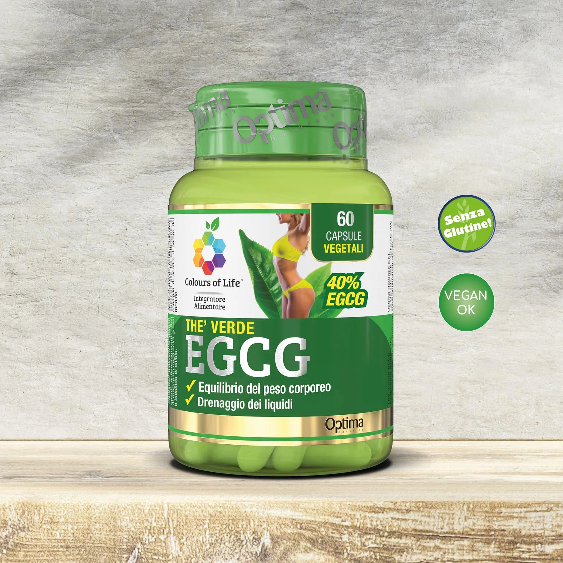 Colours Of Life Thè Verde EGCG - Integratore di Thè Verde - per l'Equilibrio del Peso Corporeo e il Drenaggio dei Liquidi - Senza Glutine e Vegano, 60 Capsule Vegetali