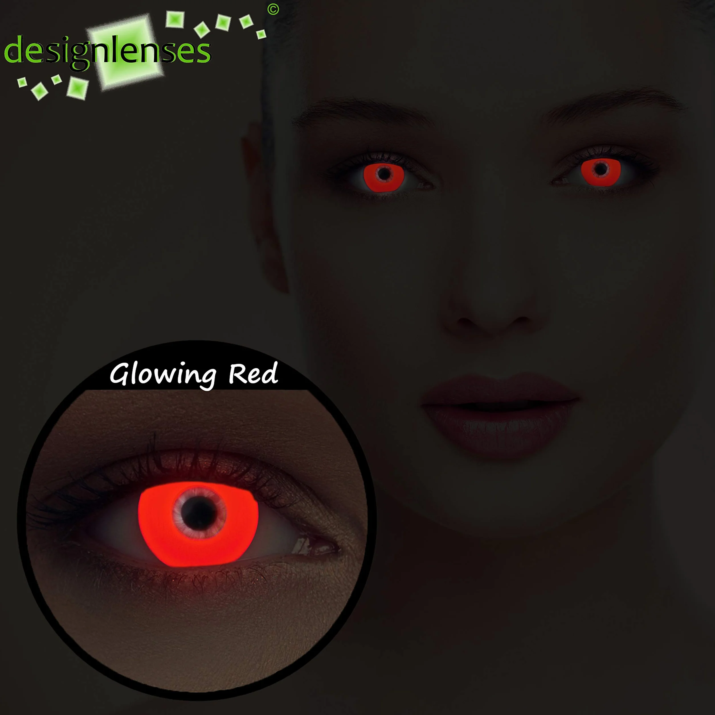 Lenti a contatto colorate Halloween Glowing, senza gradazione, 1 paio con custodia, Rosso 14.00