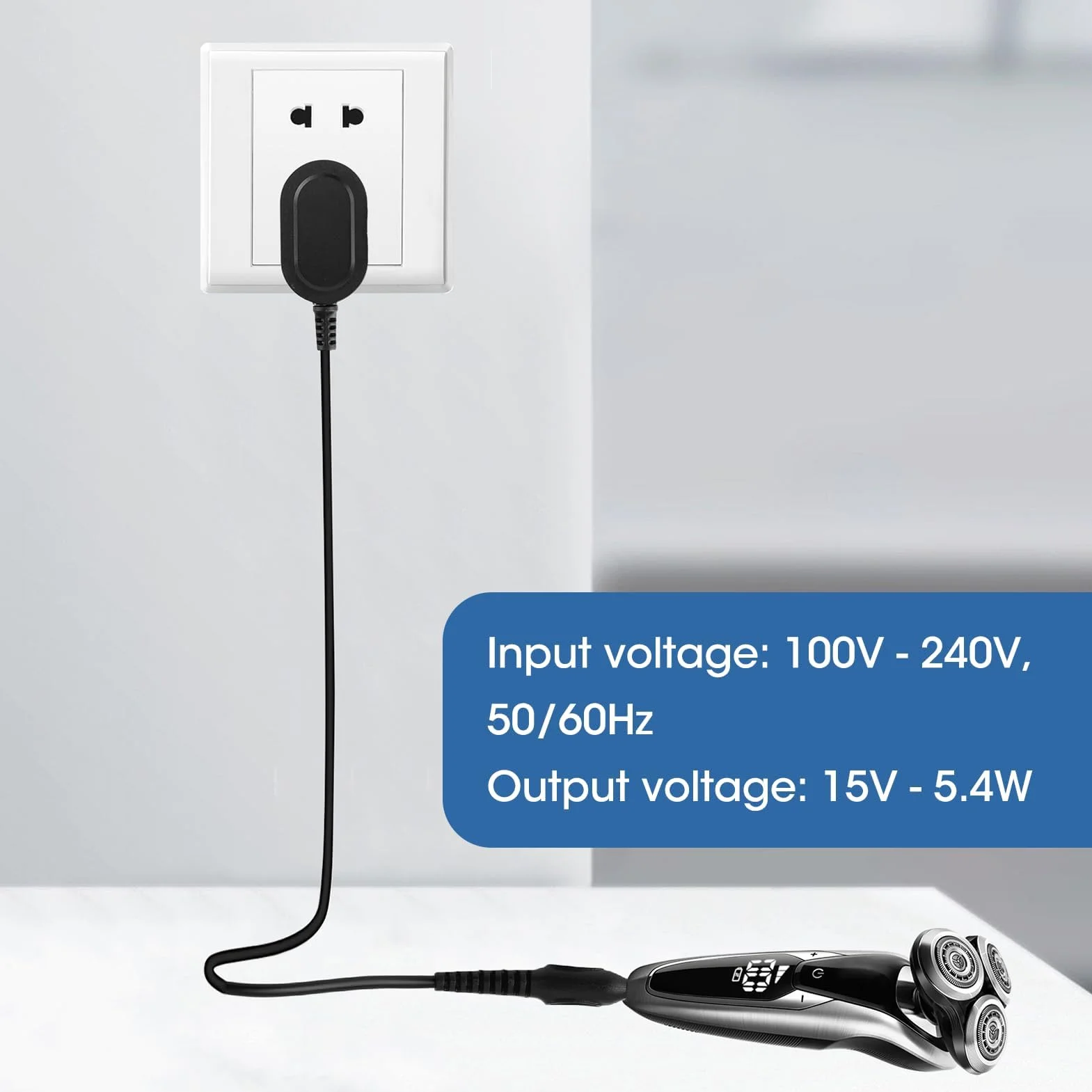 Caricabatterie Rasoio 15 V Compatibile con Philips HQ8505 MG7745 MG7730 MG7720 MG7710 QP6510 QP6520 QP6530 QP6541 QP6550 QP6620 QP6650 RQ HQ AT PT BT