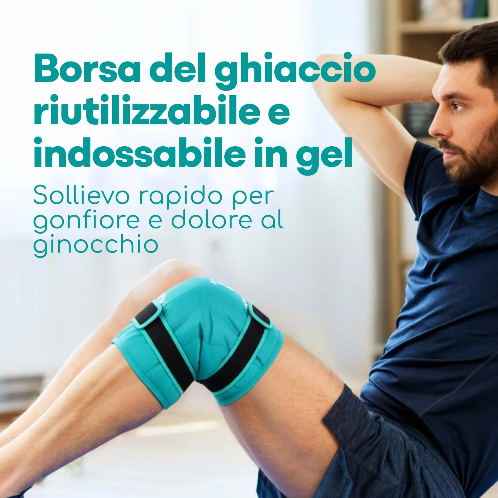Medi Grade Impacco Ghiaccio Gel Riutilizzabile per Ginocchio - Fascia a Doppio Tessuto con Lunga Tenuta del Freddo