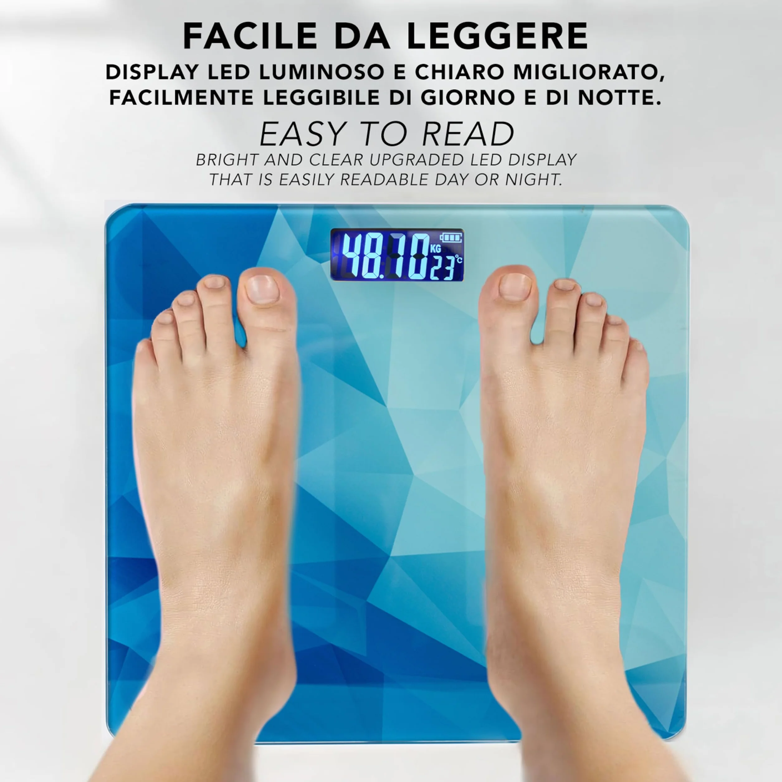 IPEA Bilancia Pesapersone Digitale Ultra Sottile Vetro Temperato 0,1 KG 180Kg