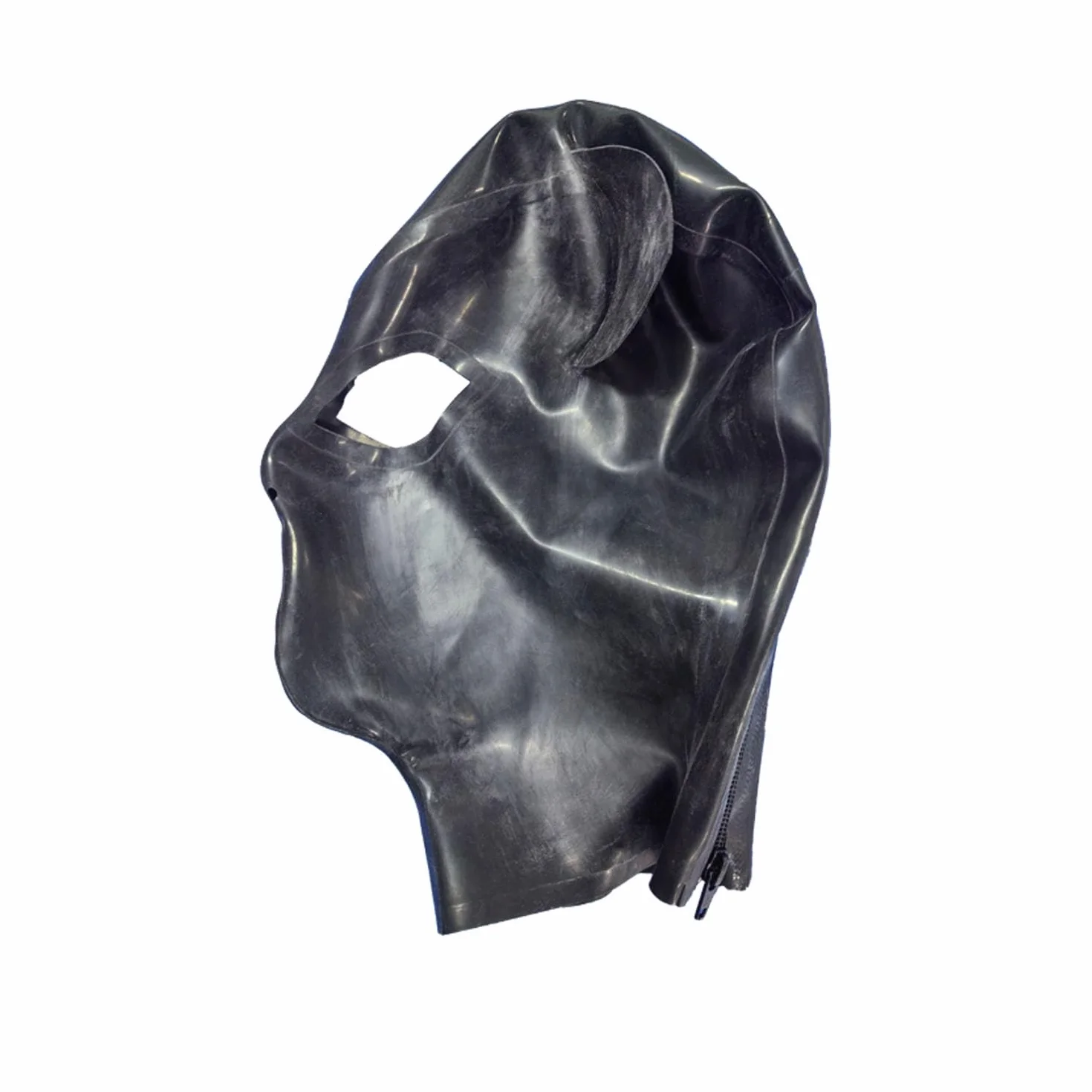 Cappuccio con Maschera da Gatto in Lattice Gomma per Cosplay con Orecchie e Cerniera Posteriore