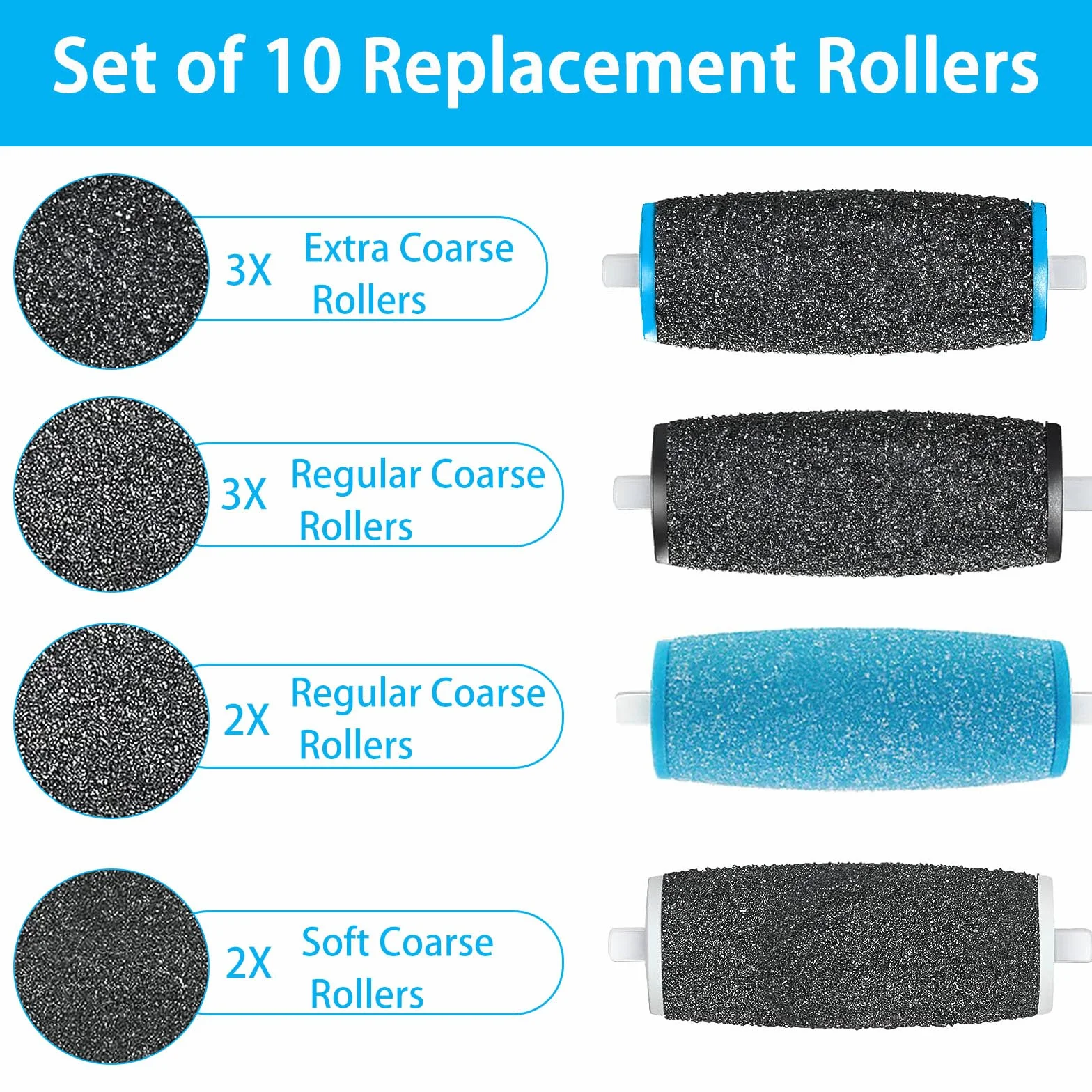 Scholl Velvet Smooth Rullo Ricambio Compatibile, Roll Ricariche Professionale Pedicure Elettrico, 3 Rugosità, Pietra Pomice Raspa Piedi