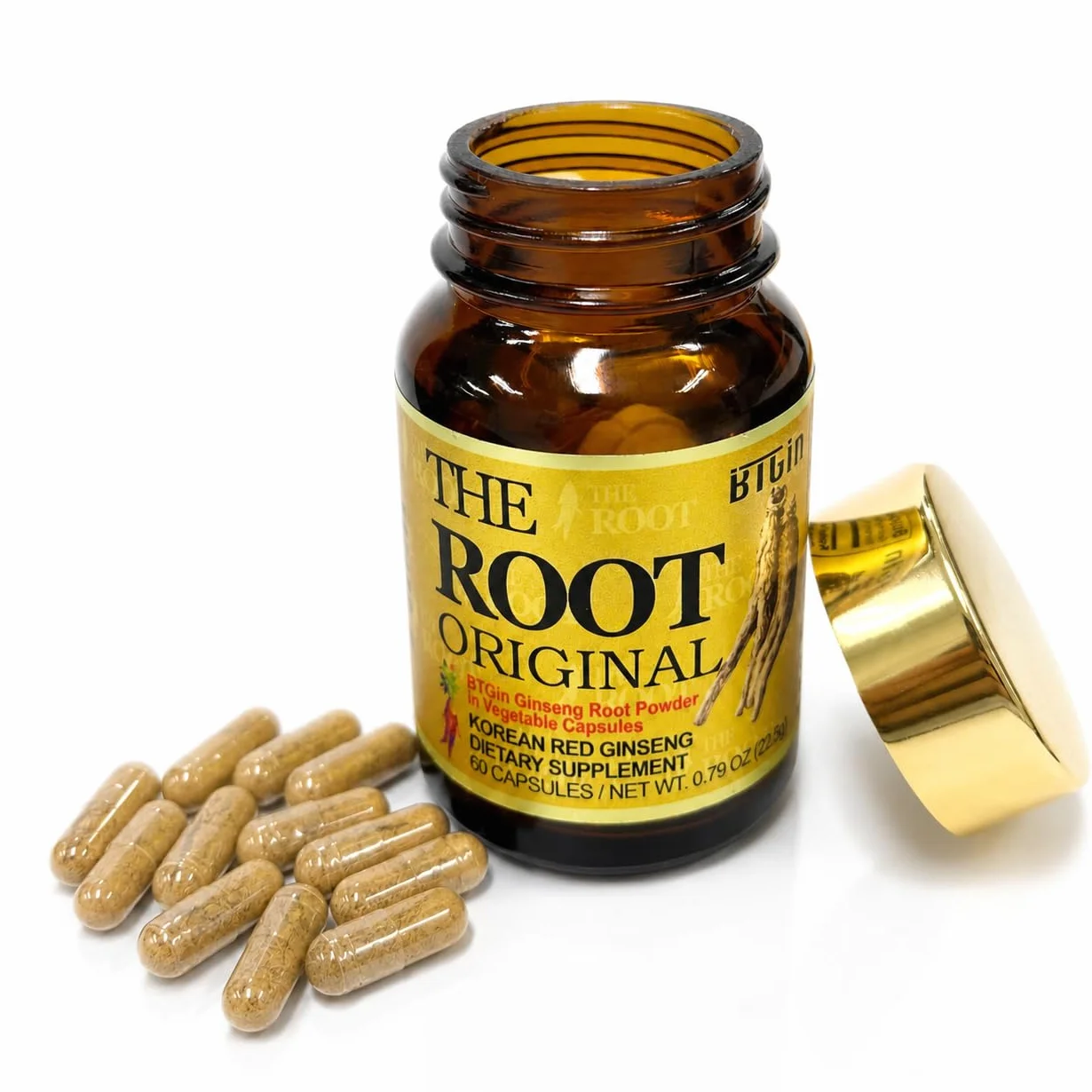 Ginseng Rosso Coreano Panax Integratore 1100% Polvere Radice Intera 60 Capsule Resistenza Benessere Immunità Senza Caffeina
