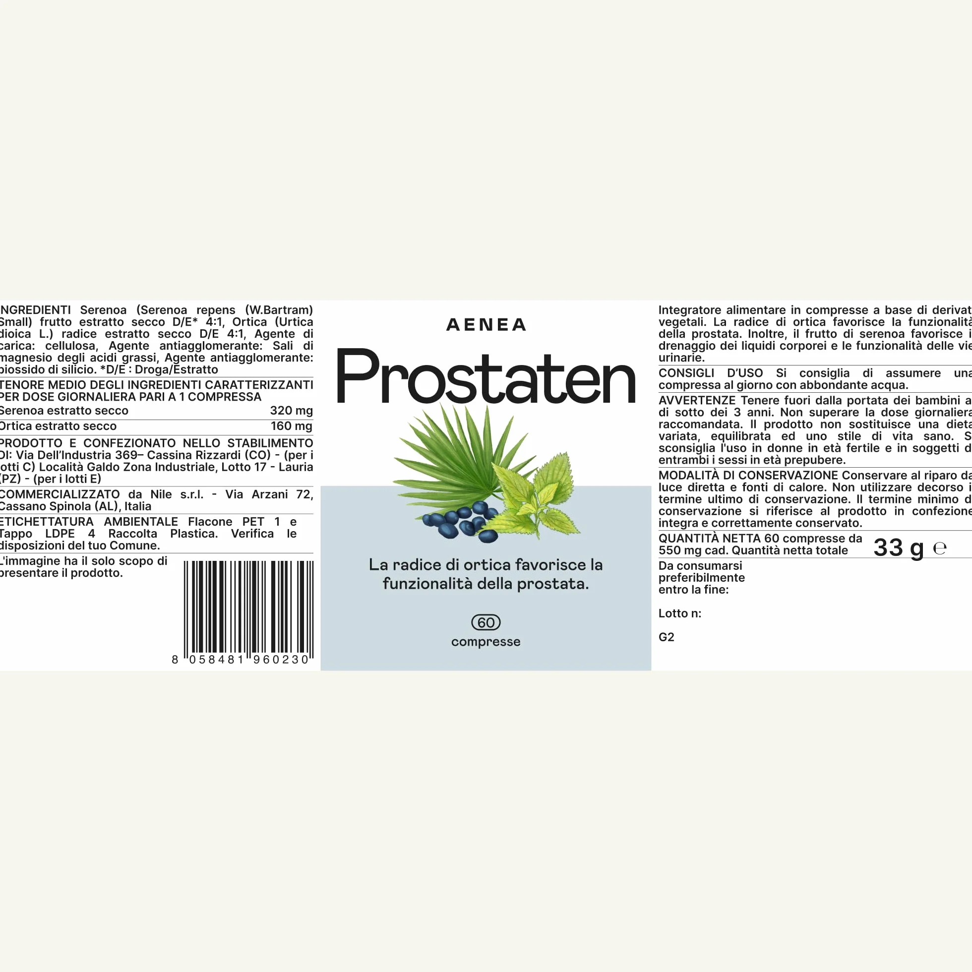 Prostaten Integratore Uomo 60cps 640mg Serenoa Repens Prostata Ortica Alto Dosaggio Benessere Vie Urinarie