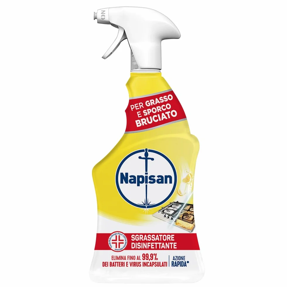 Napisan Spray Sgrassatore Disinfettante al Limone, Confezione da 12 x 740 ml