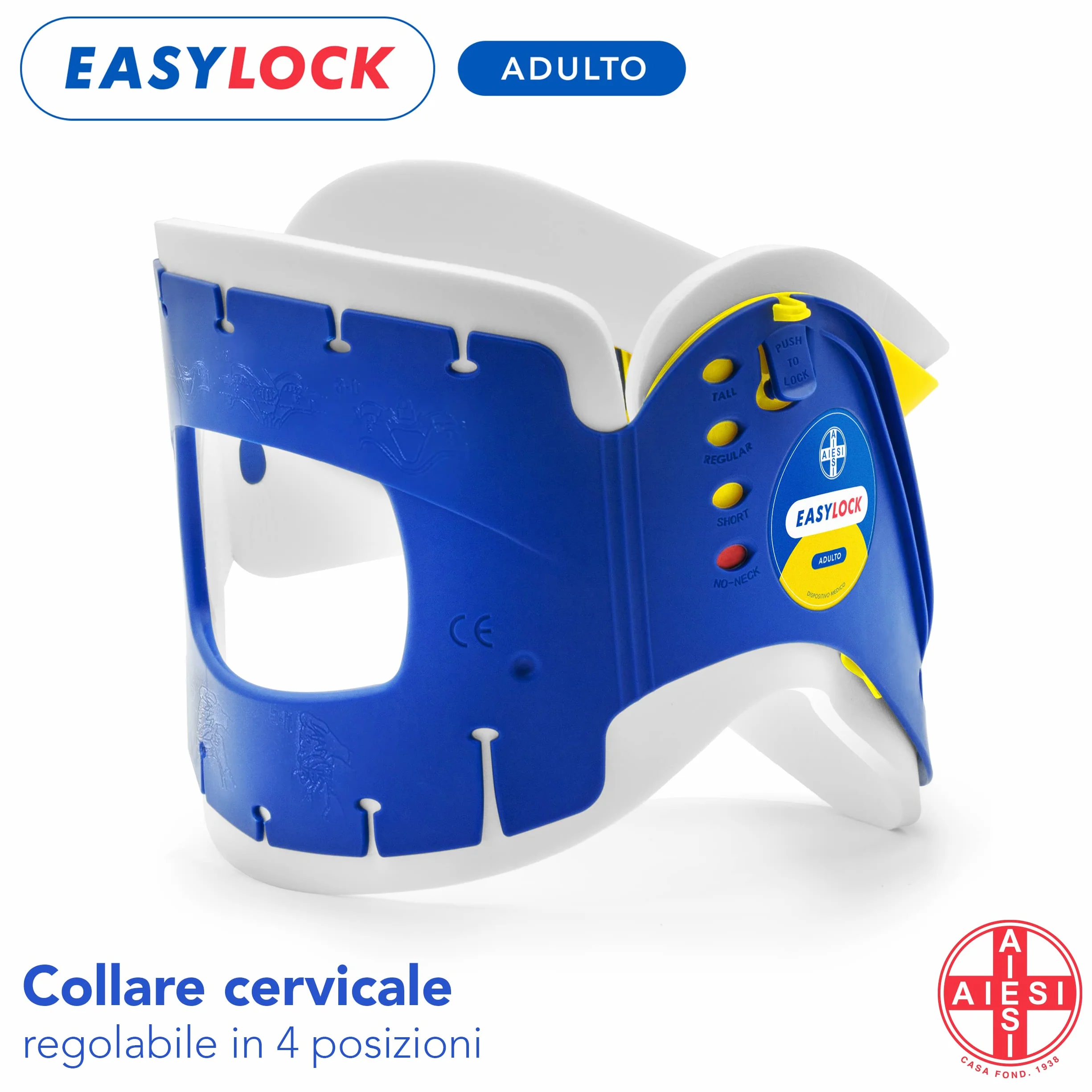AIESI® Collare cervicale immobilizzante per adulti regolabile in 4 posizioni EASYLOCK