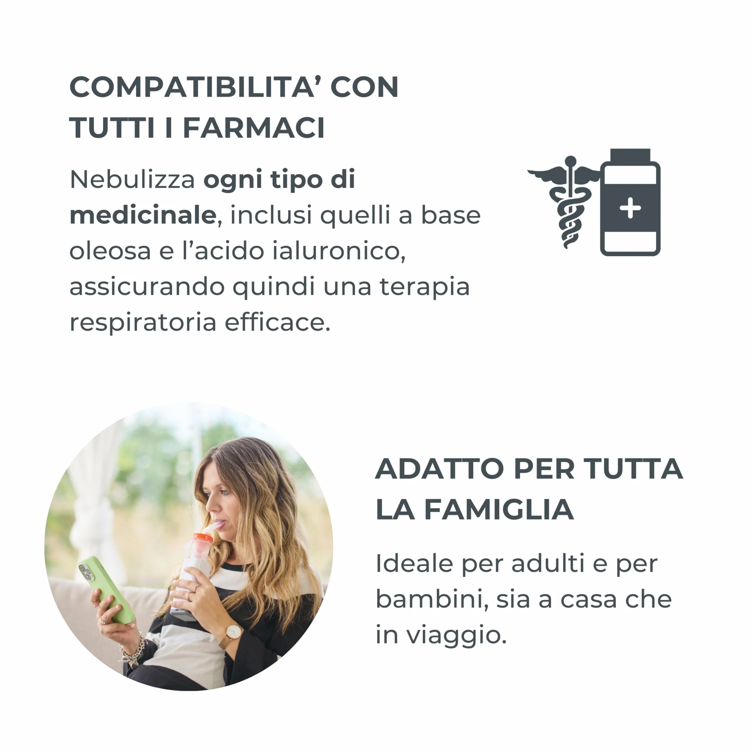 Nuvita 5030 Aerosol a Pistone Portatile con Batteria Ricaricabile