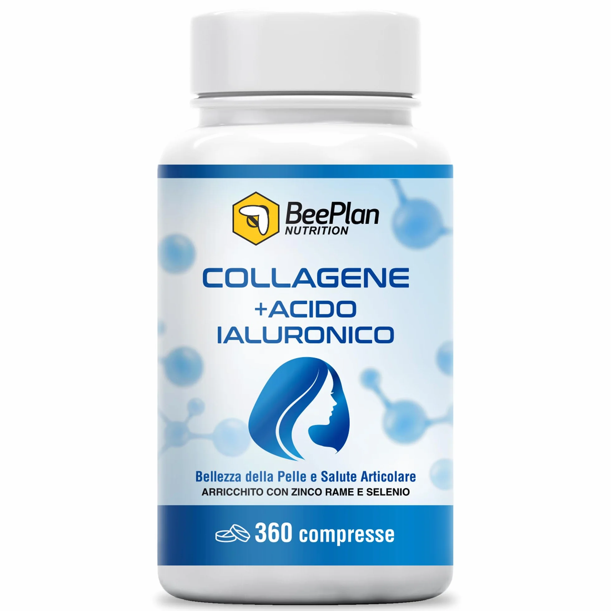 COLLAGENE 360 Compresse - Collagene Idrolizzato 2000 mg - Acido Ialuronico - Pelle Luminosa, Articolazioni Sane e Ossa Forti - Made in Italy