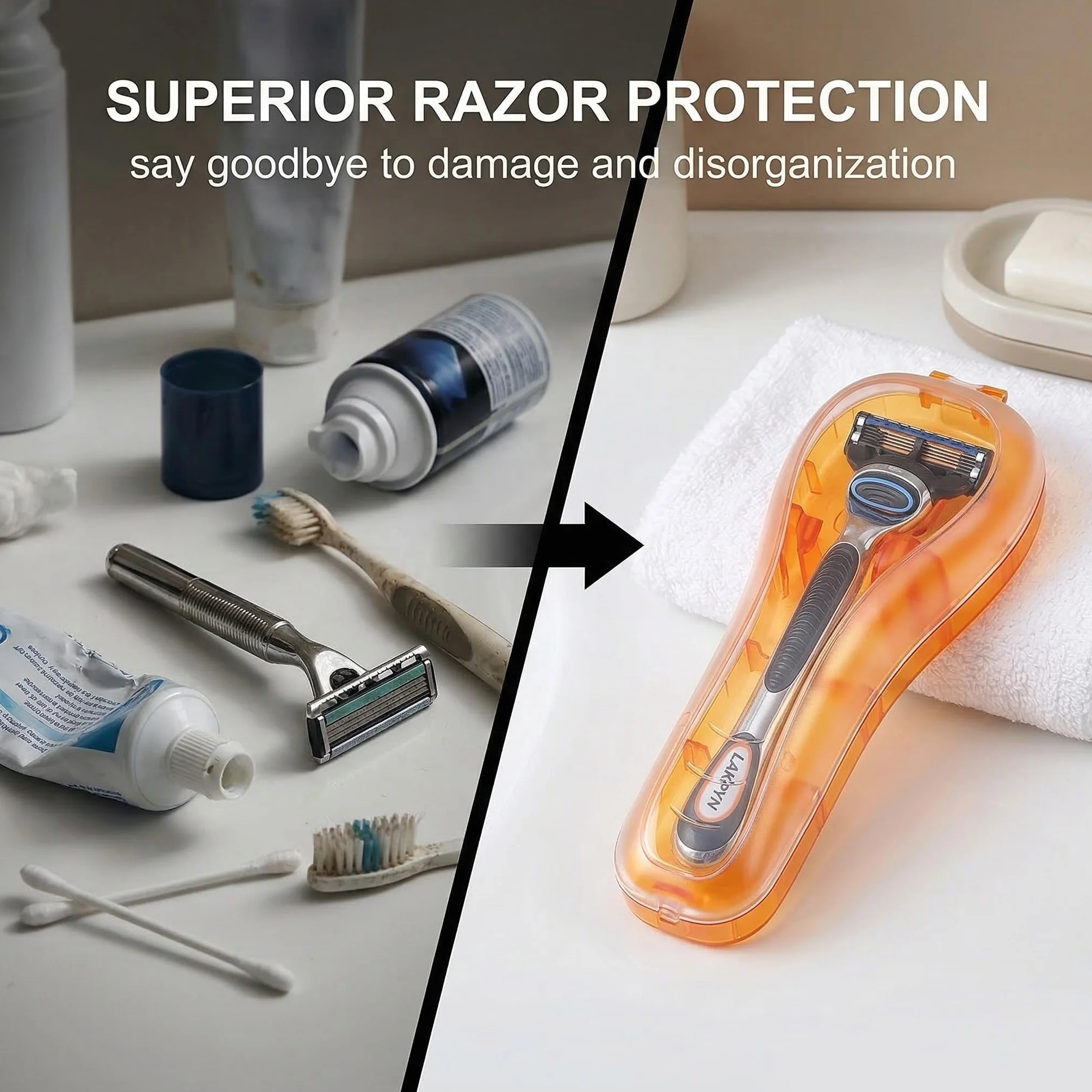 2 Pezzi Custodia Rasoio, Trasparenti E Portatili, Per Rasoi Manuali Ed Elettrici, Impermeabili E Resistenti Agli Urti, Regali Per Uomini (Arancione + Blu)
