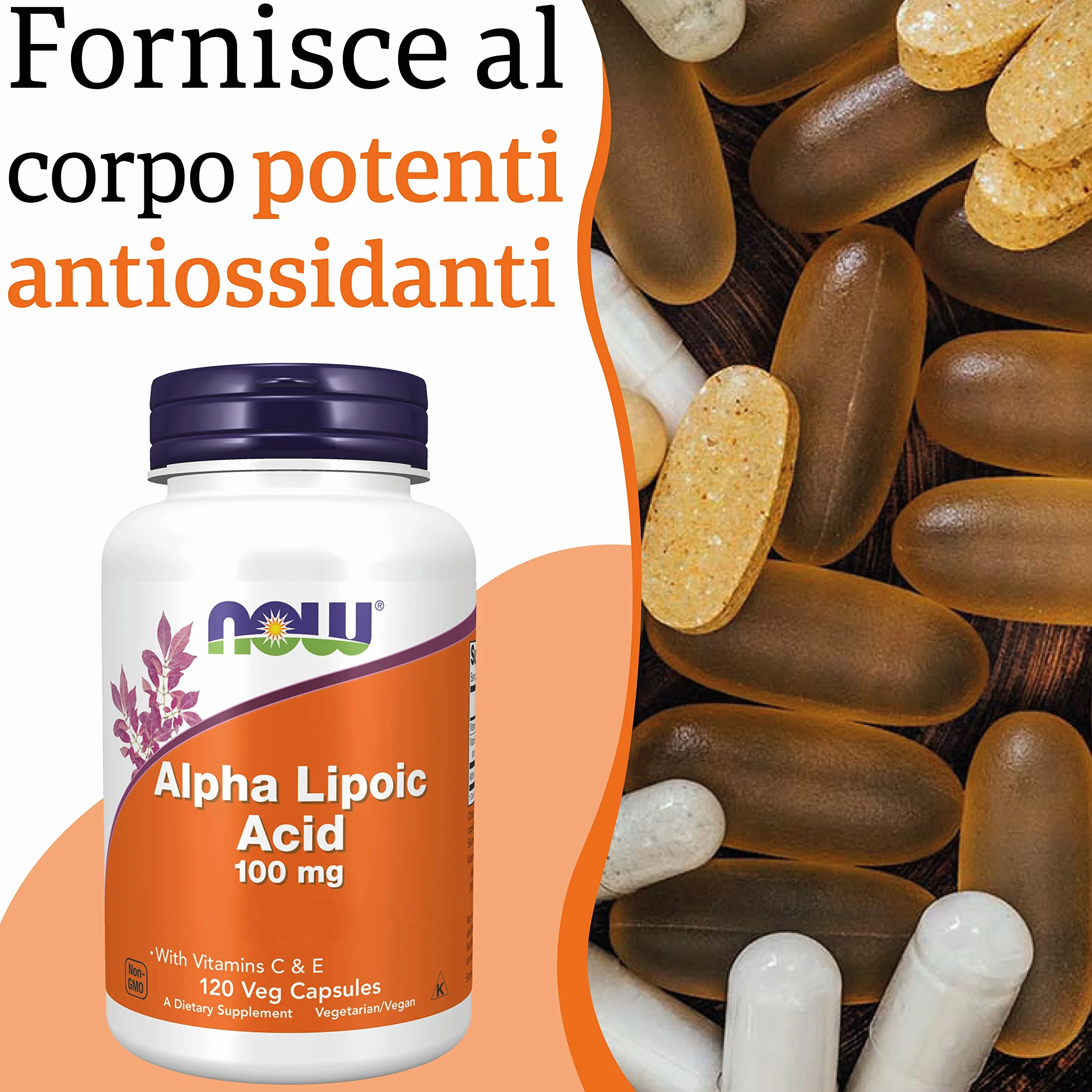 Now Foods Alpha-Lipoic Acid 100mg 120 Capsule Vegane