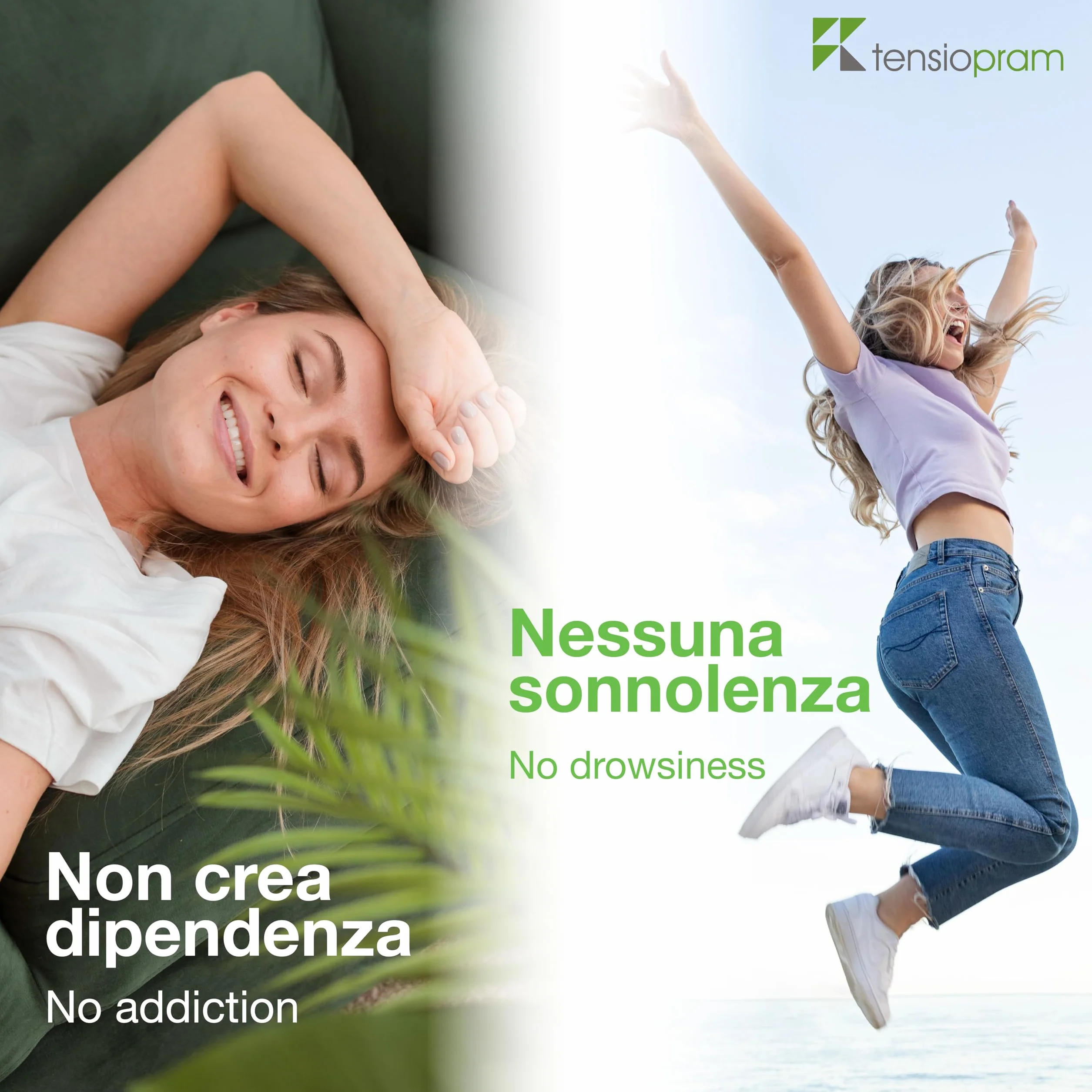 Tensiopram 60 compresse sublinguale, Naturale a Base di Valeriana, 1mg Melatonina, tè verde, zafferano Vit. D, Quatrefolic® e Myo-inositolo, per Ansia, Stress, Sonno e Umore, Vegan