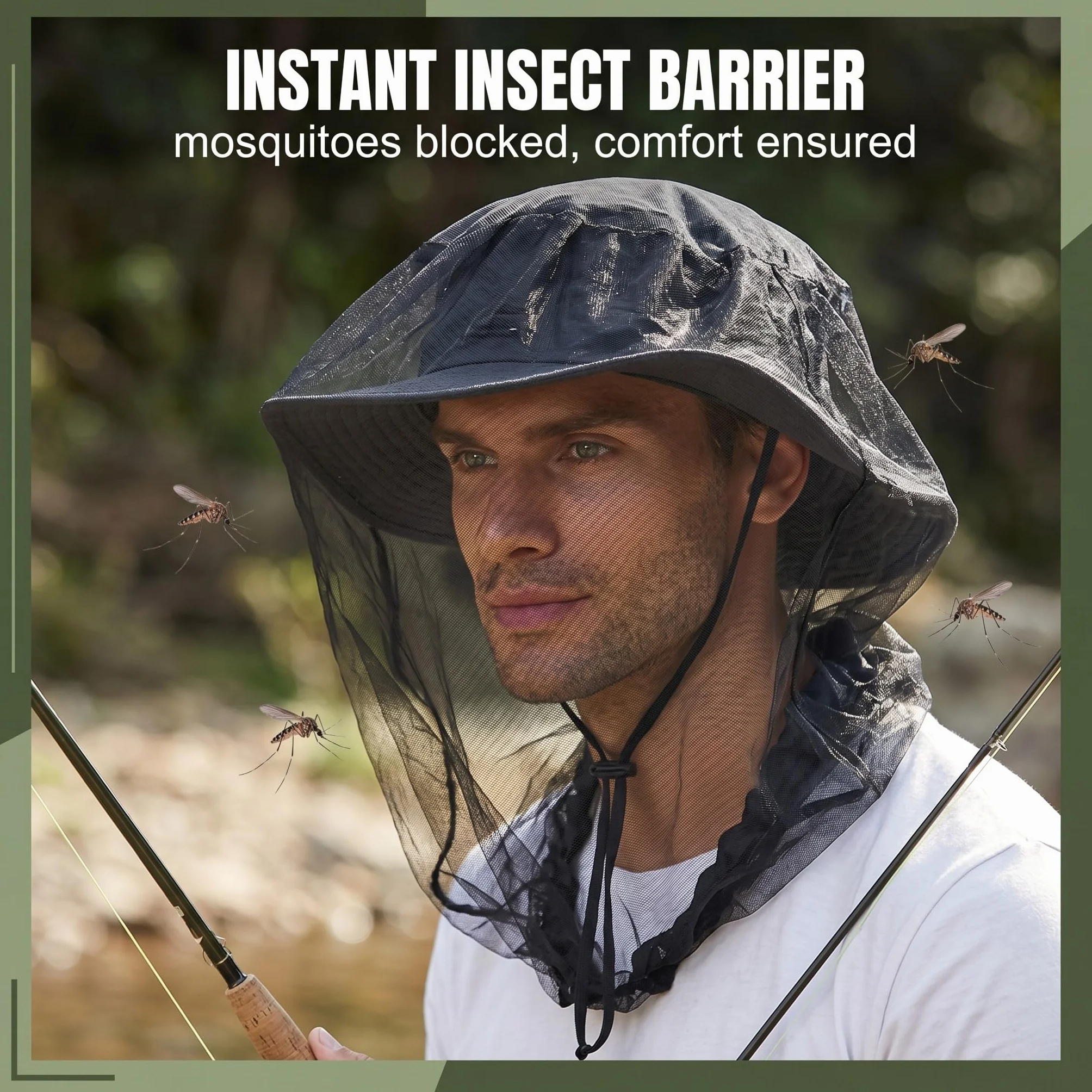 Cappello Apicoltore con Rete Zanzariera, Maschera Anti Insetti per Pesca Escursionismo Campeggio, Protezione Viso in Nylon Traspirante Nero