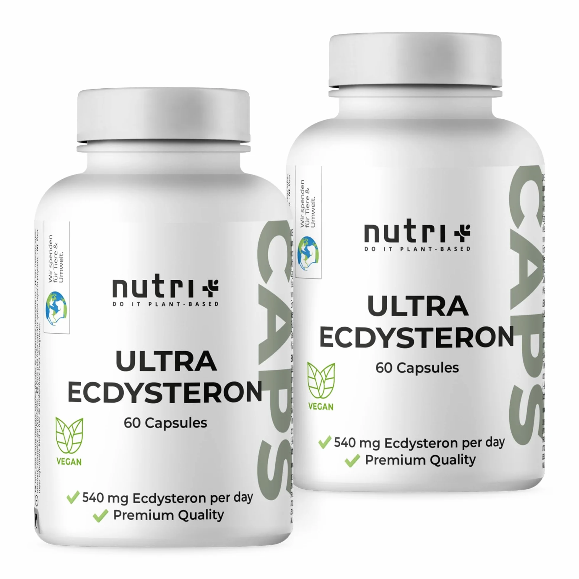 Nutri + Ultra Ecdysterone + Leucina Capsule alto Dosaggio - 790 mg Complesso Principi attivi per Capsula - 540 mg di beta Ecdisterone 90% + 250 mg di L-Leucina in Polvere vegana