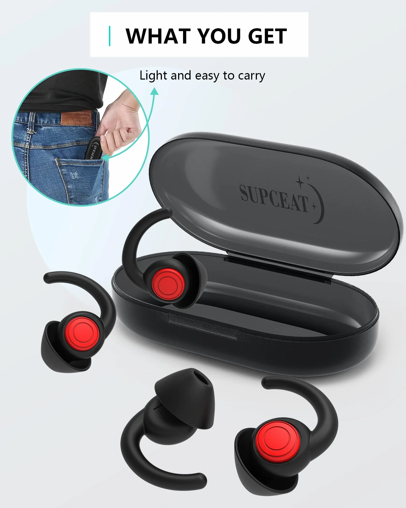 SUPCEAT Silicone Tappi Orecchie per Dormire, 2 Paia Tappi per le Orecchie Antirumore Lavabili Riutilizzabili per Sonno Leggero Riduci i rumori, per Lavoro, Feste, Studio, Discoteca, Concerti