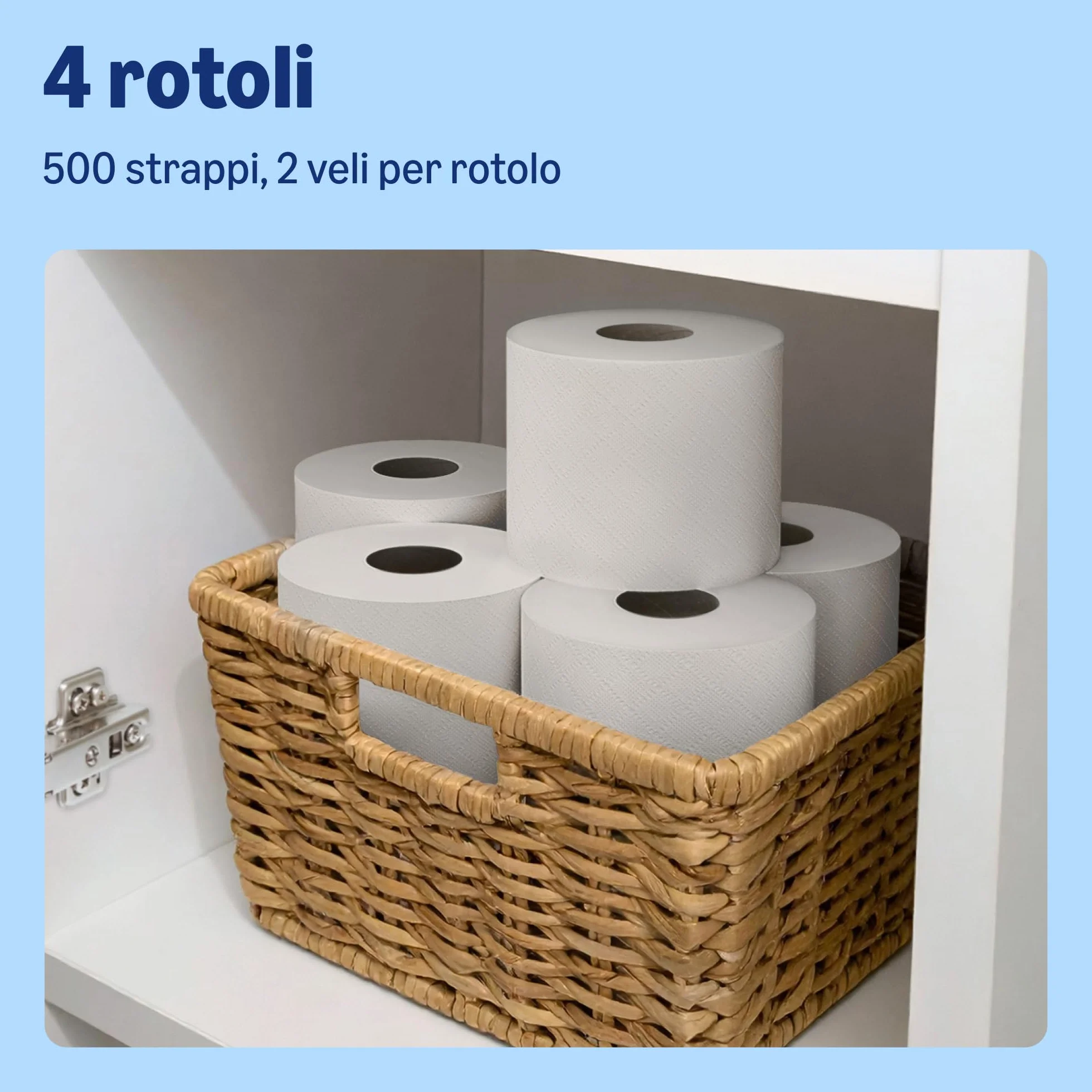 Carta igienica maxi rotolo 2 veli trapuntata morbida 4 rotoli 500 strappi FSC