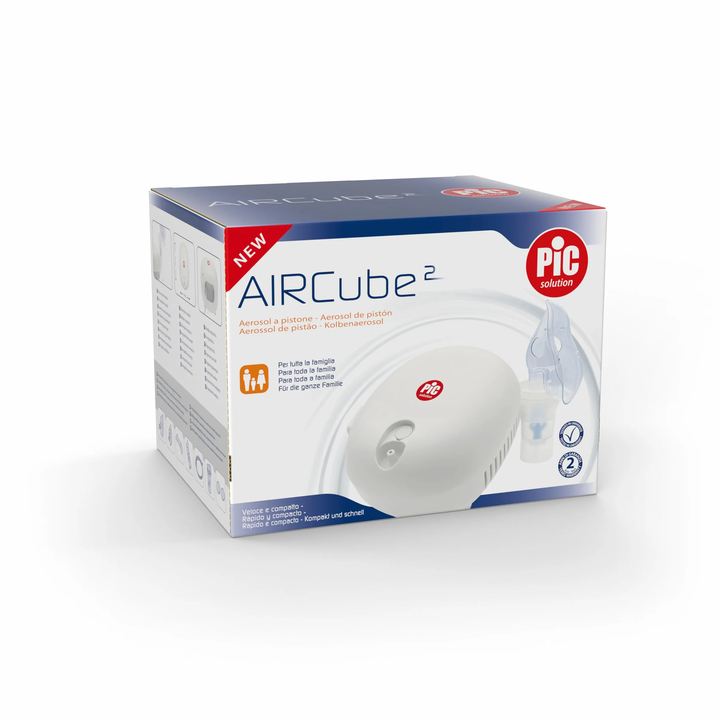 Pic Solution AirCube2 Aerosol a Pistone Silenzioso Bianco per Terapia