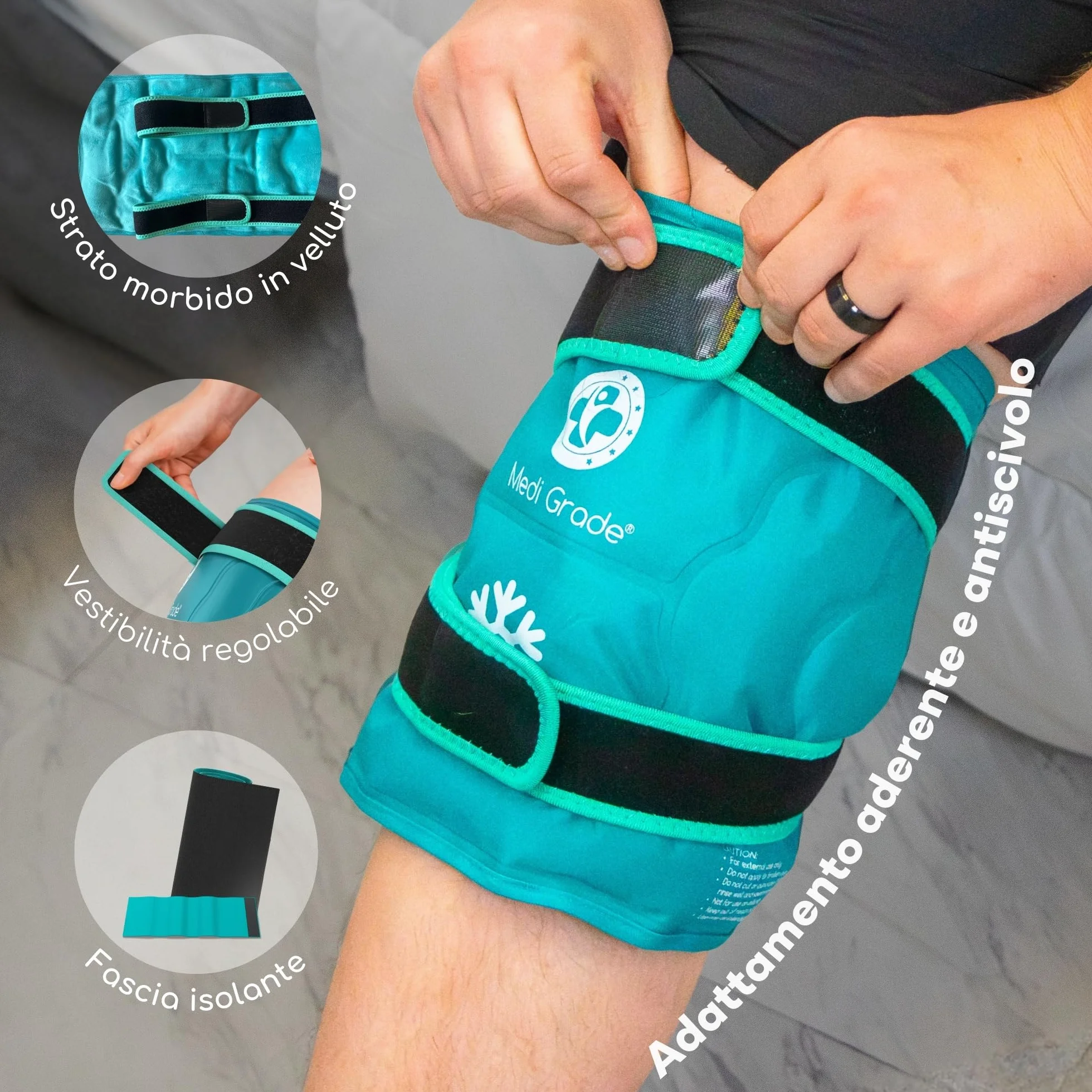 Medi Grade Impacco Ghiaccio Gel Riutilizzabile per Ginocchio - Fascia a Doppio Tessuto con Lunga Tenuta del Freddo