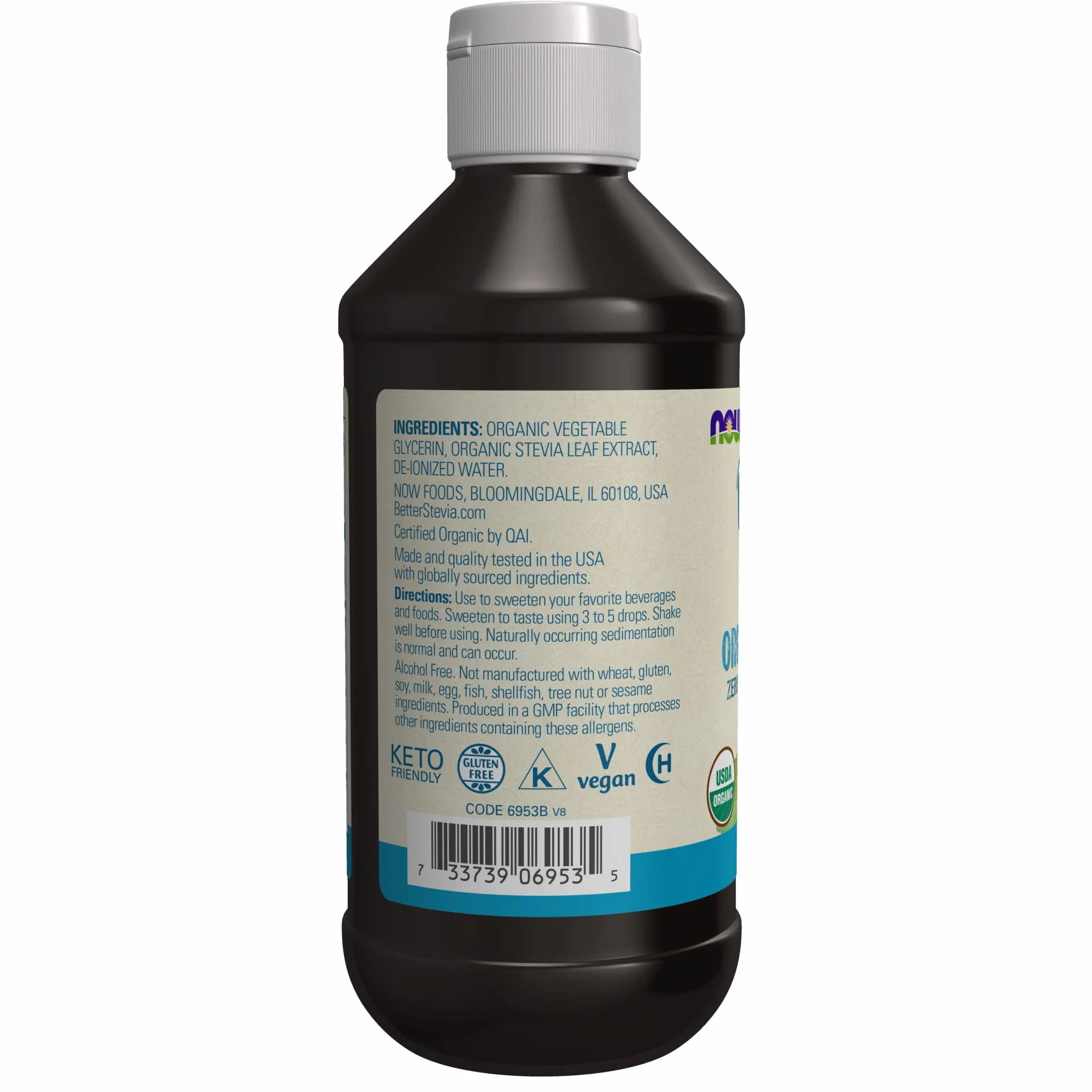 NOW Foods Stevia Glycerite Liquid Extract, 8 oz
