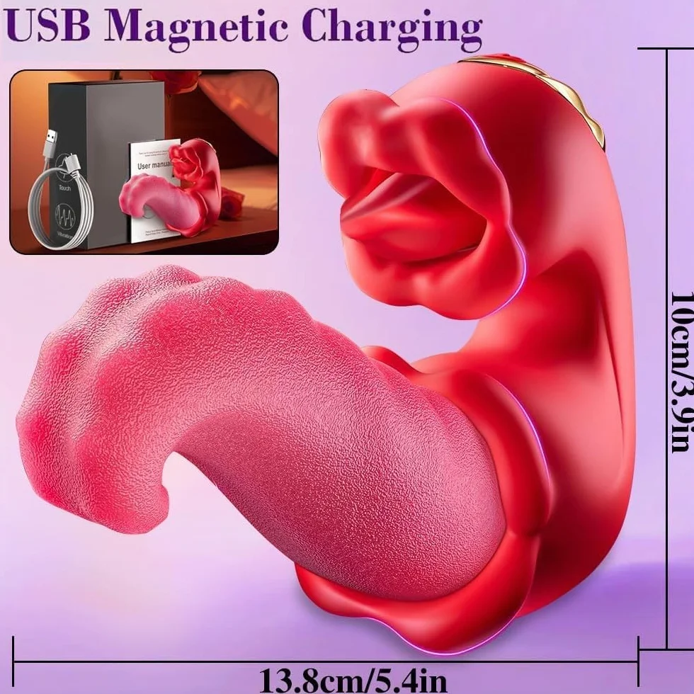 Vibratore per adulti, giocattolo sessuale per donne, 4 in 1, vibratore, dildo leccare la lingua, giocattolo sessuale anale, clitoride, capezzolo, vibratori, coppie femminili