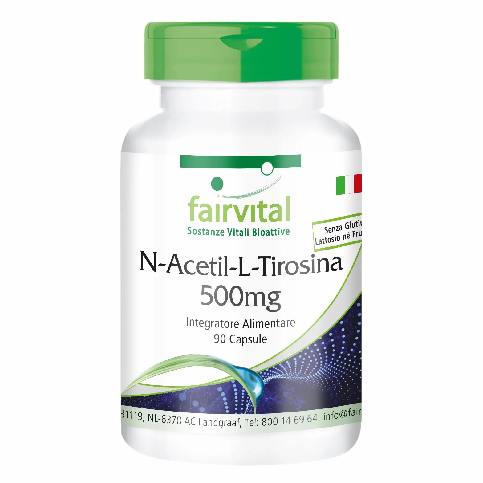Fairvital N-acetil-L-tirosina, 90 capsule NALT, ad alto dosaggio, forma avanzata di L-tirosina