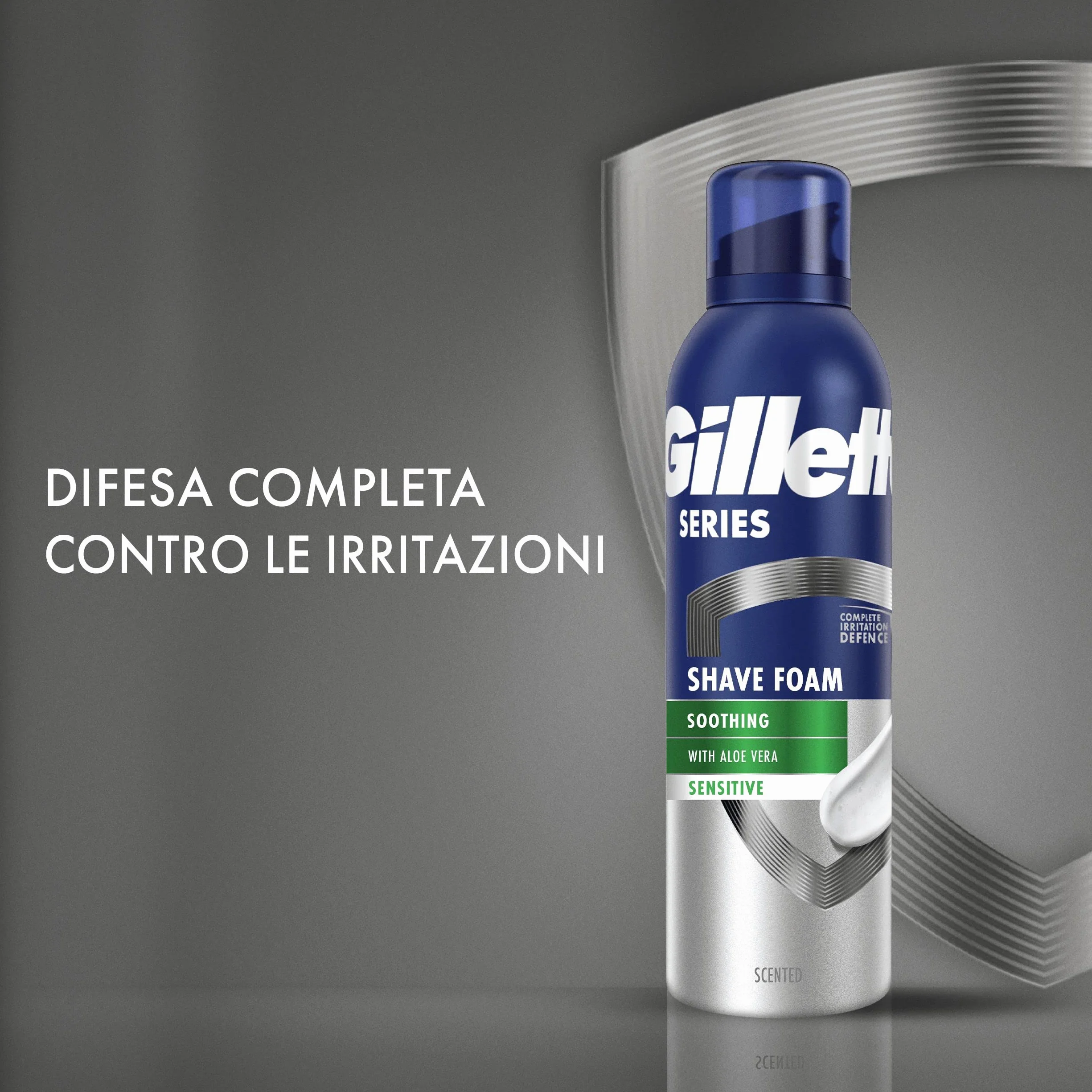 Gillette Series Schiuma da Barba Lenitiva con Aloe Vera per Pelli Sensibili 250 ml