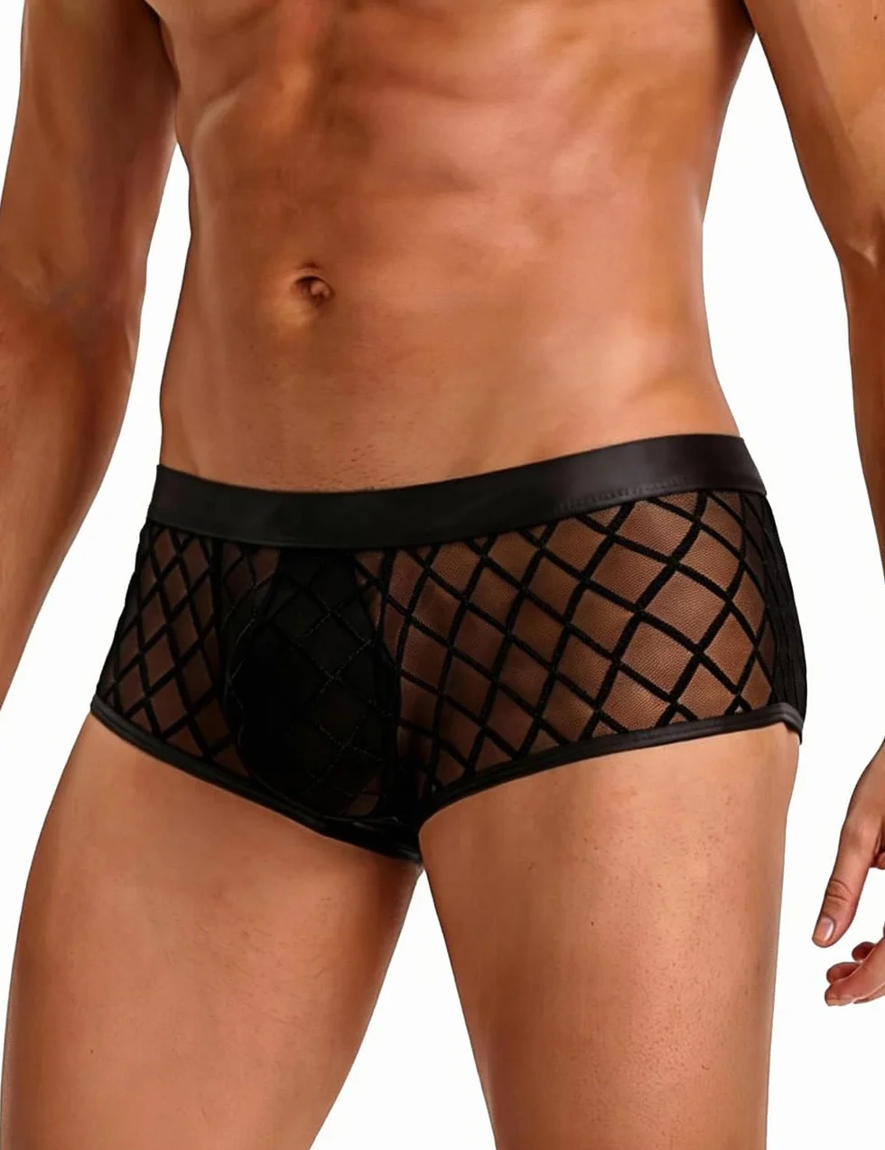 Boxer Intimo Uomo sexyhot Rete Mutande Trasparenti Cintura Elastica Biancheria Intima Traspiranti Morbidi Perizoma Seducente Corte Hipster