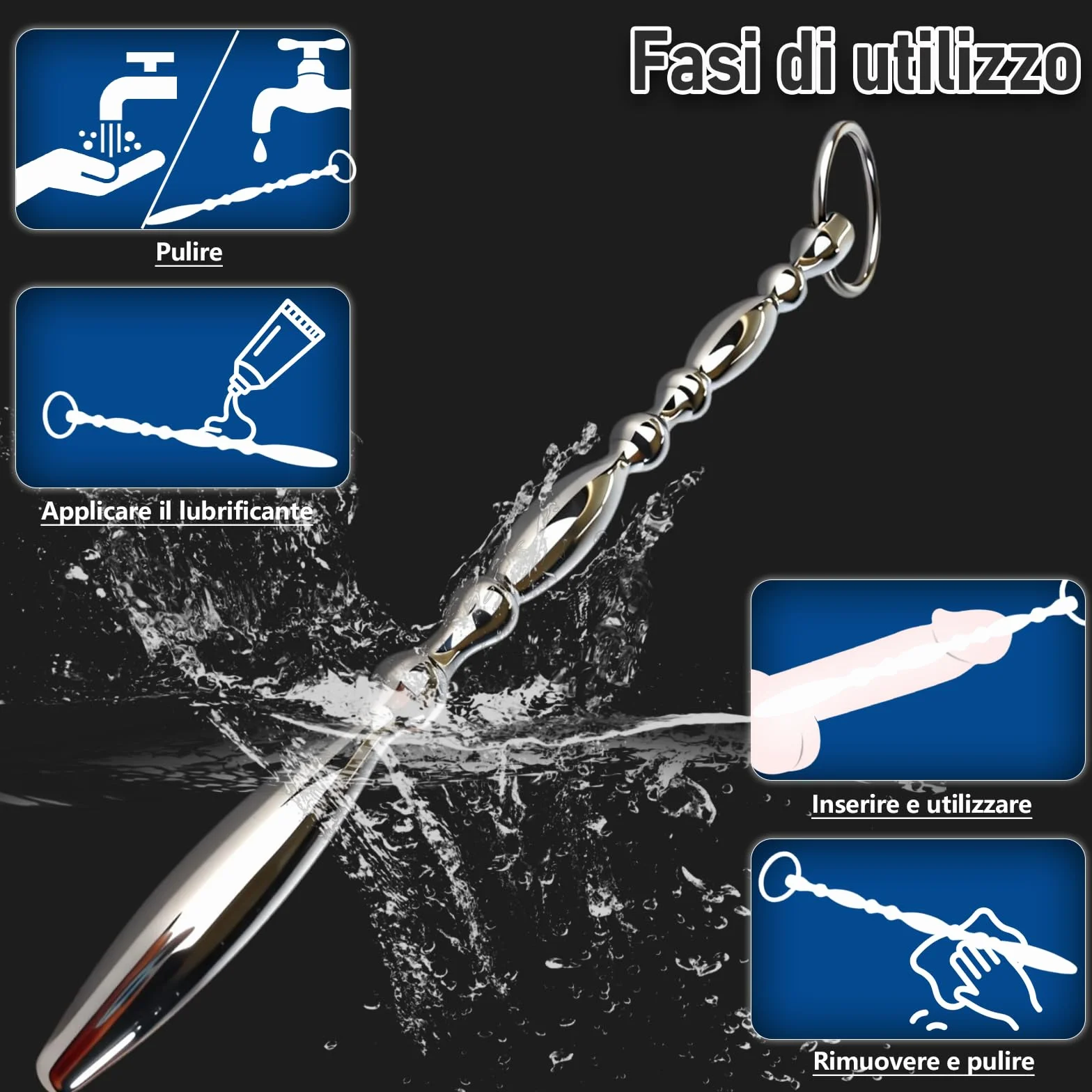 Dilatatori Uretrali 200×10mm Sonda Uretrale Uomo Plug Uretra Maschile Dilatatore Pene