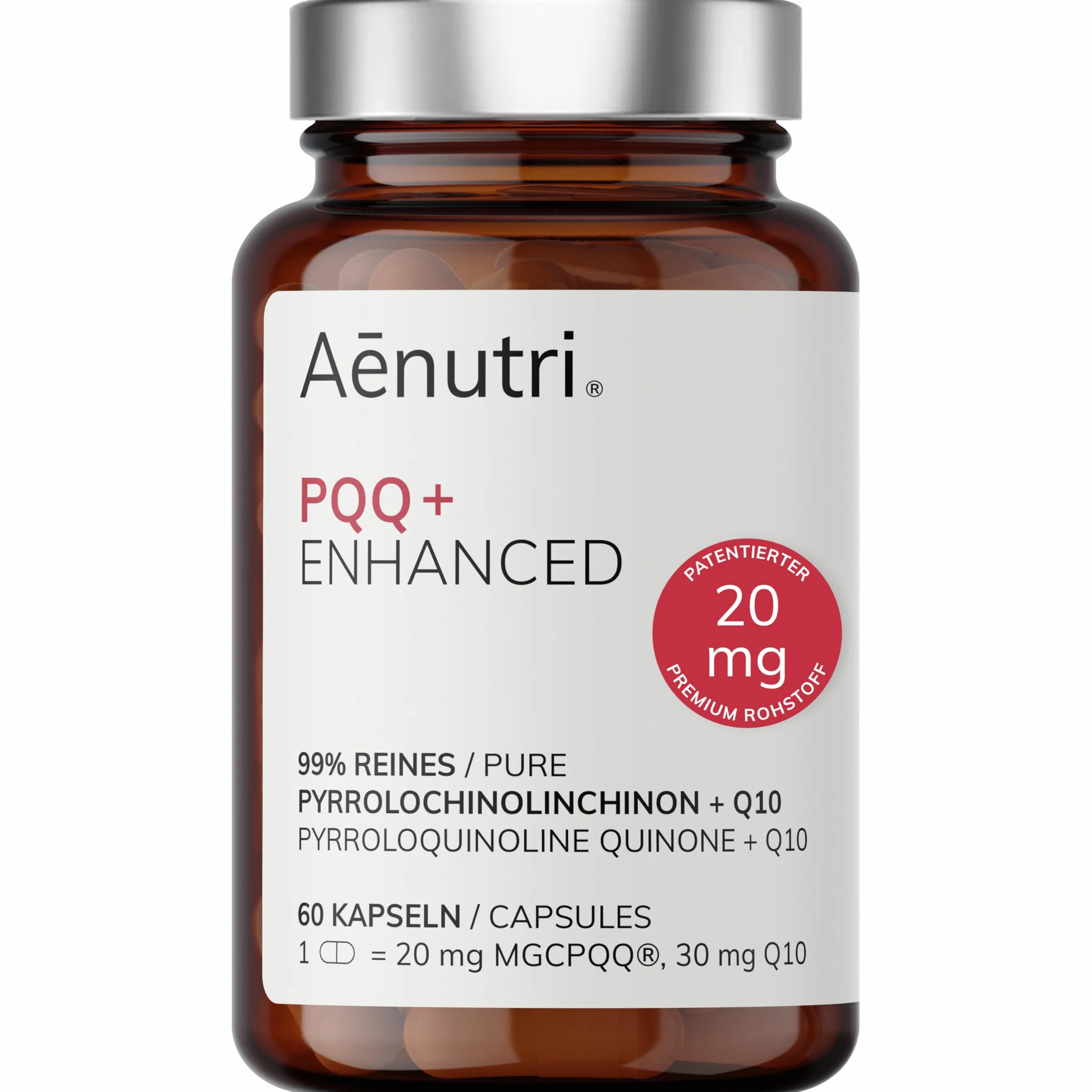 Novità: PQQ Plus Enhanced | 60 capsule | 20 mg brevettato MGCPQQ® per capsula | formula ottimizzata con coenzima Q10 | Qualità testata in laboratorio prodotta in Germania